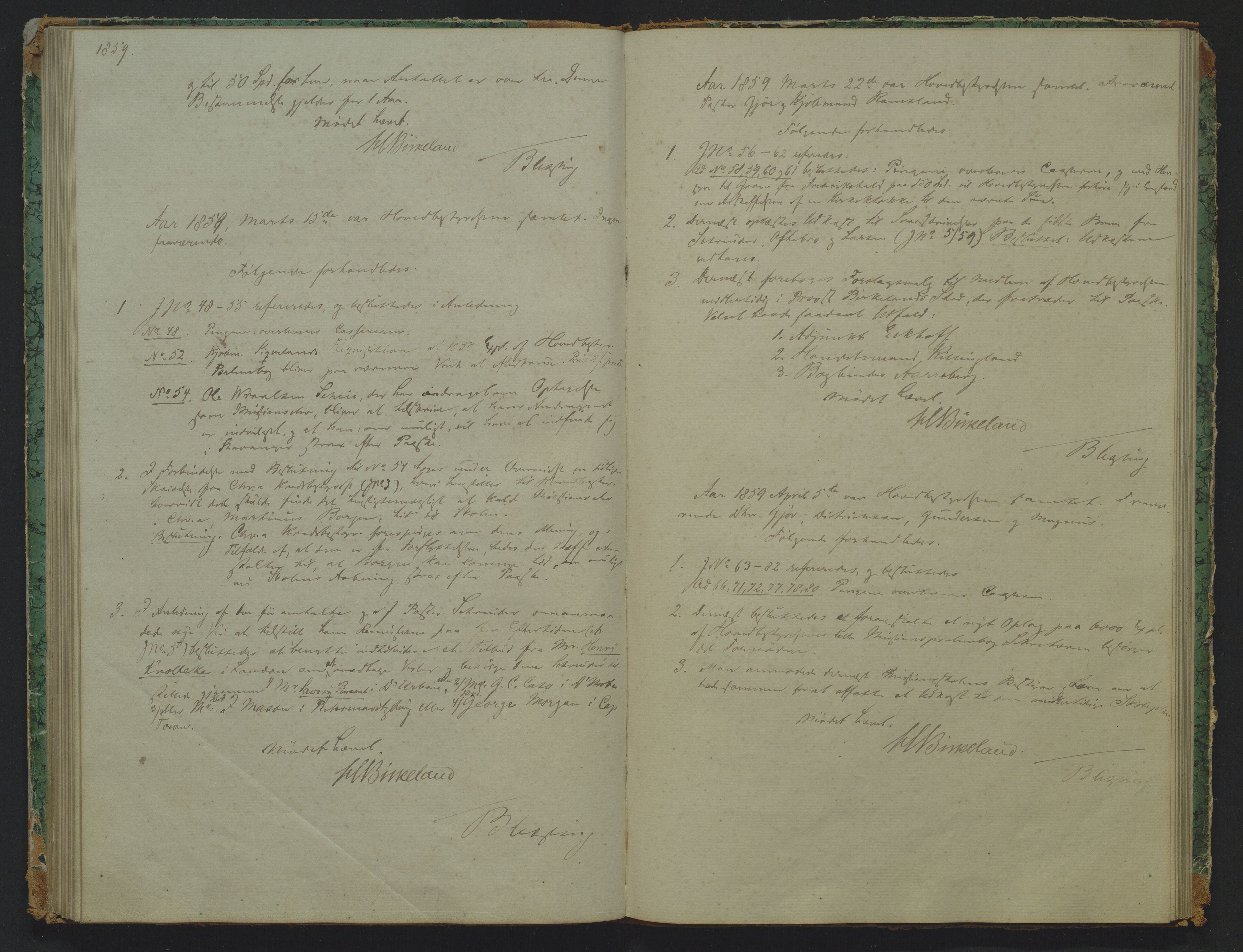 Det Norske Misjonsselskap - hovedadministrasjonen, VID/MA-A-1045/D/Da/Daa/L0007: Styreprotokoll nr. II, 19. november 1853 - 26. juni 1862, 1853-1862
