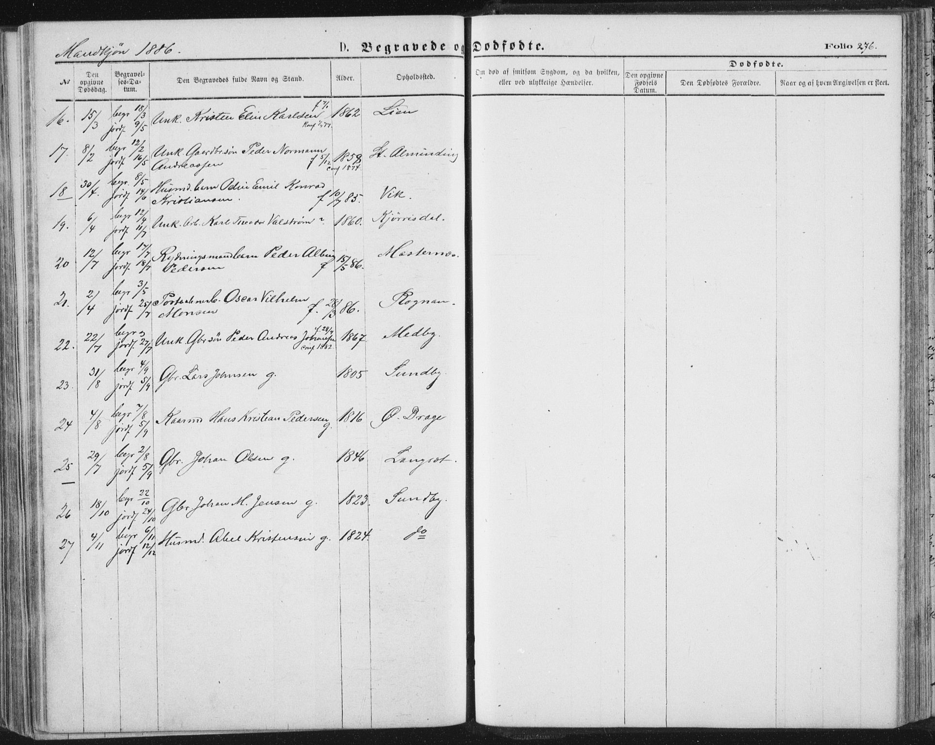 Ministerialprotokoller, klokkerbøker og fødselsregistre - Nordland, AV/SAT-A-1459/847/L0668: Ministerialbok nr. 847A08, 1872-1886, s. 276