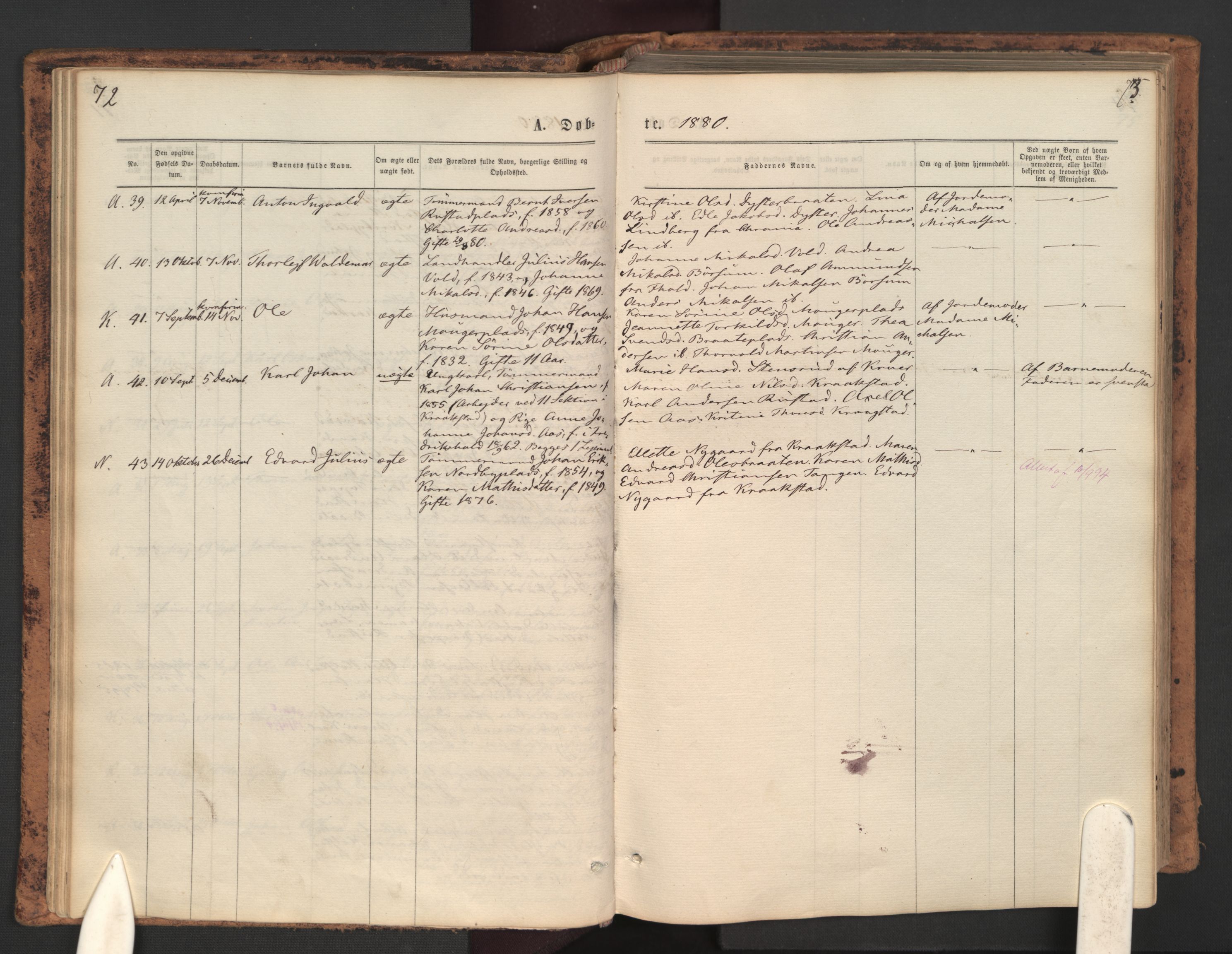 Ås prestekontor Kirkebøker, AV/SAO-A-10894/F/Fa/L0008: Ministerialbok nr. I 8, 1871-1880, s. 72-73