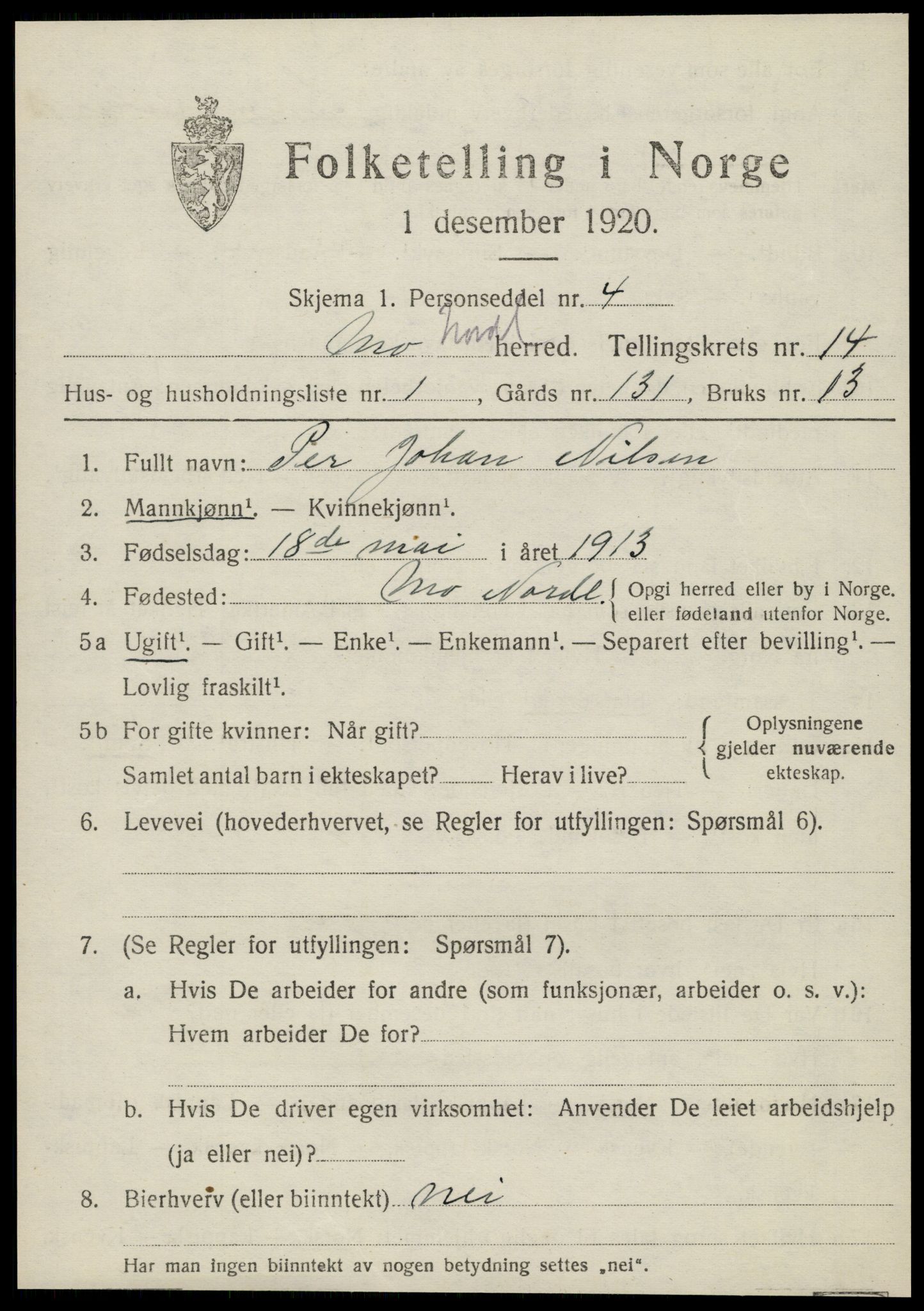 SAT, Folketelling 1920 for 1833 Mo herred, 1920, s. 11359