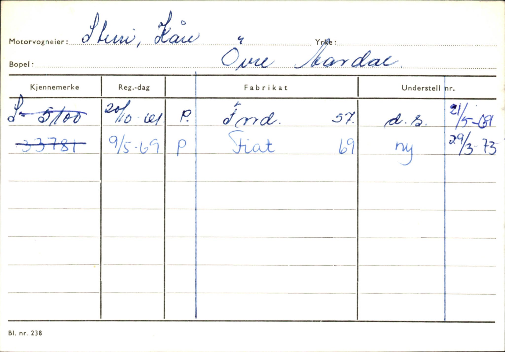 Statens vegvesen, Sogn og Fjordane vegkontor, SAB/A-5301/4/F/L0146: Registerkort Årdal R-Å samt diverse kort, 1945-1975, s. 616