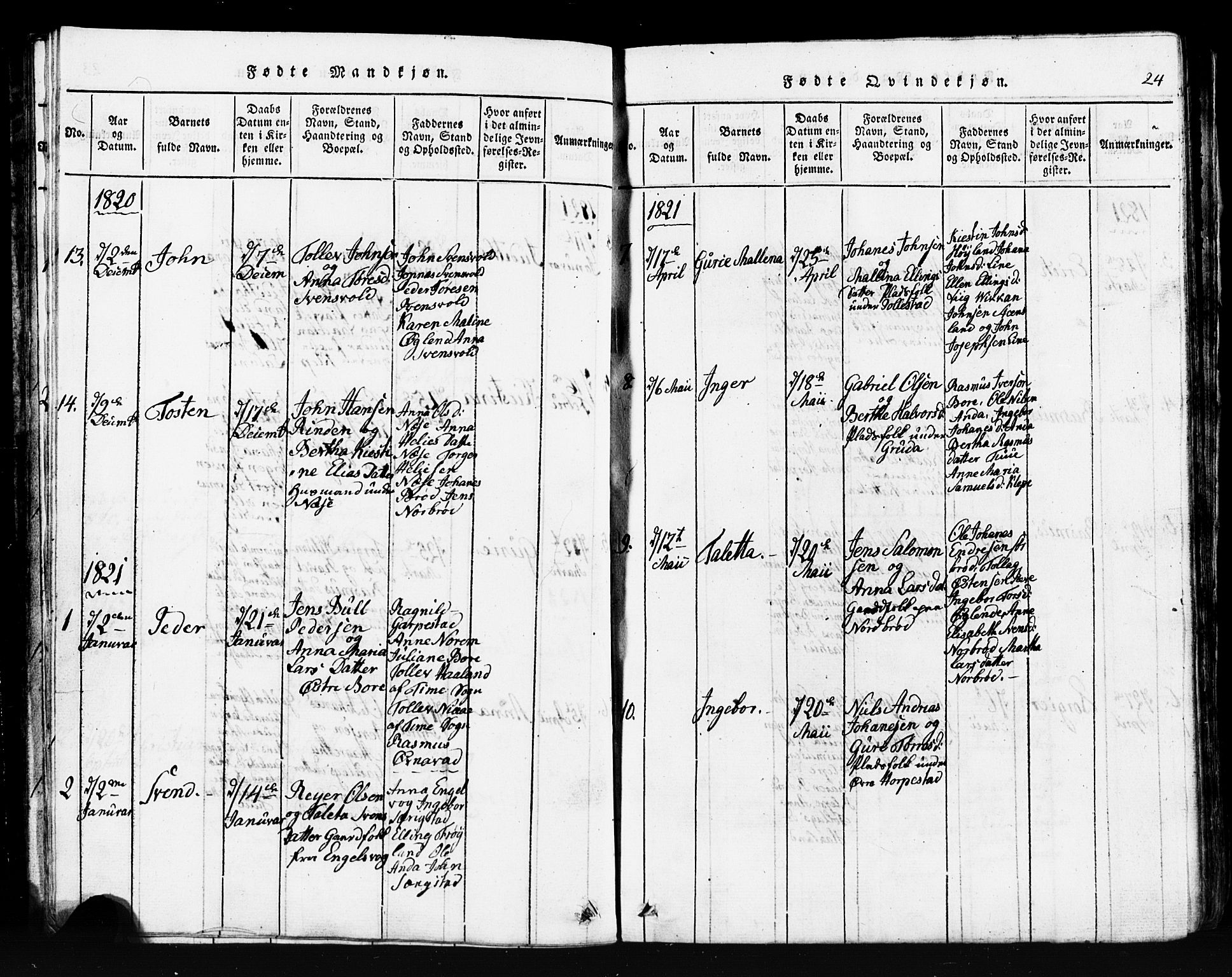 Klepp sokneprestkontor, AV/SAST-A-101803/001/3/30BB/L0001: Klokkerbok nr.  B 1, 1816-1859, s. 24