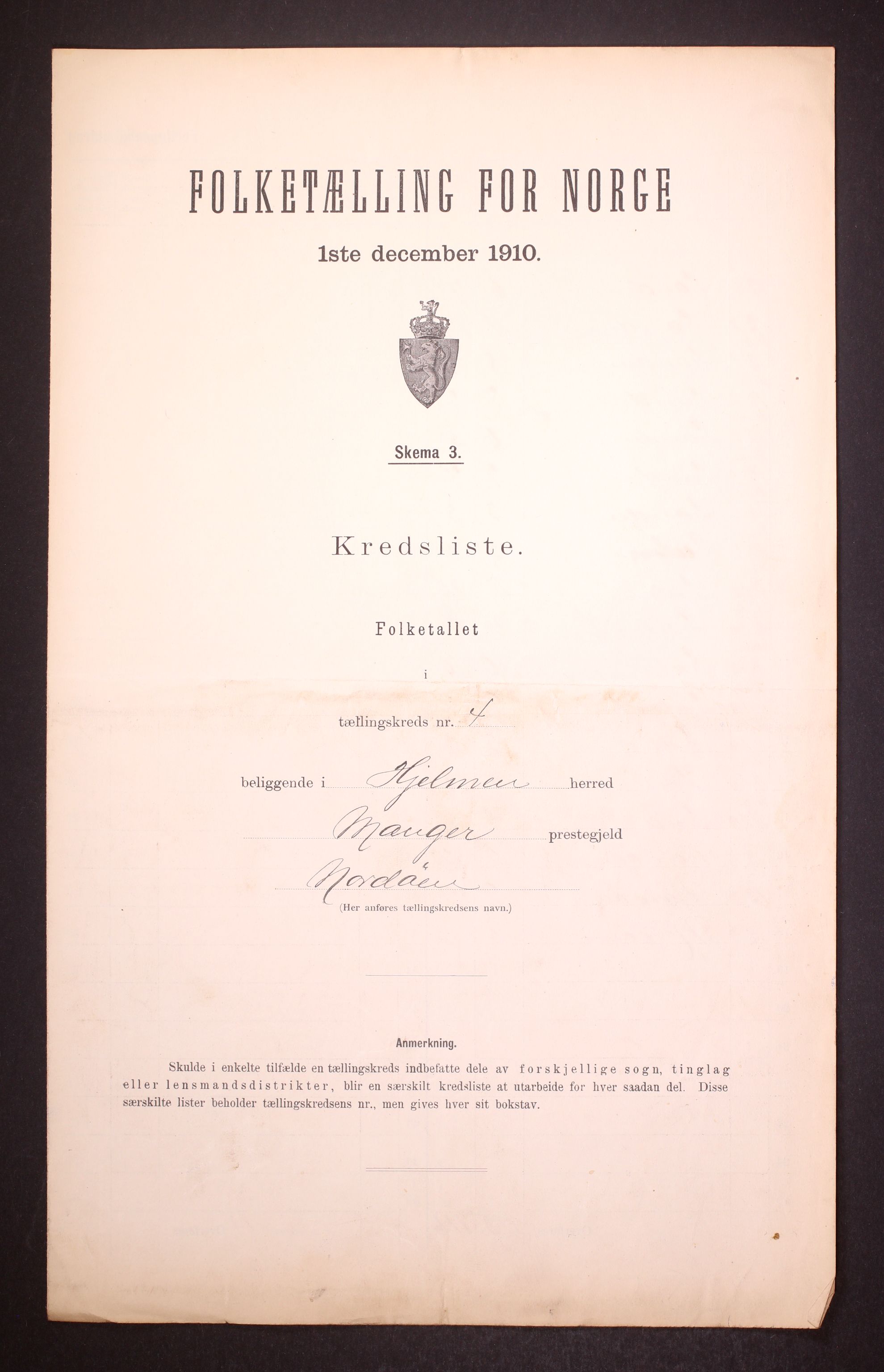 RA, Folketelling 1910 for 1259 Hjelme herred, 1910, s. 13