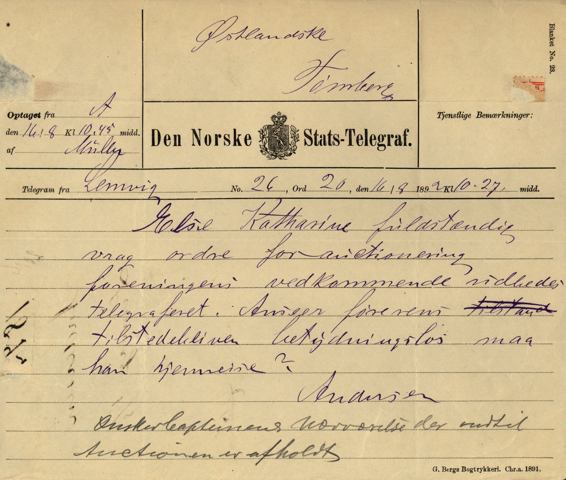Pa 63 - Østlandske skibsassuranceforening, VEMU/A-1079/G/Ga/L0029/0005: Havaridokumenter / Empress, Else Kathrine, Elida, Vikingstad, Væni, 1892