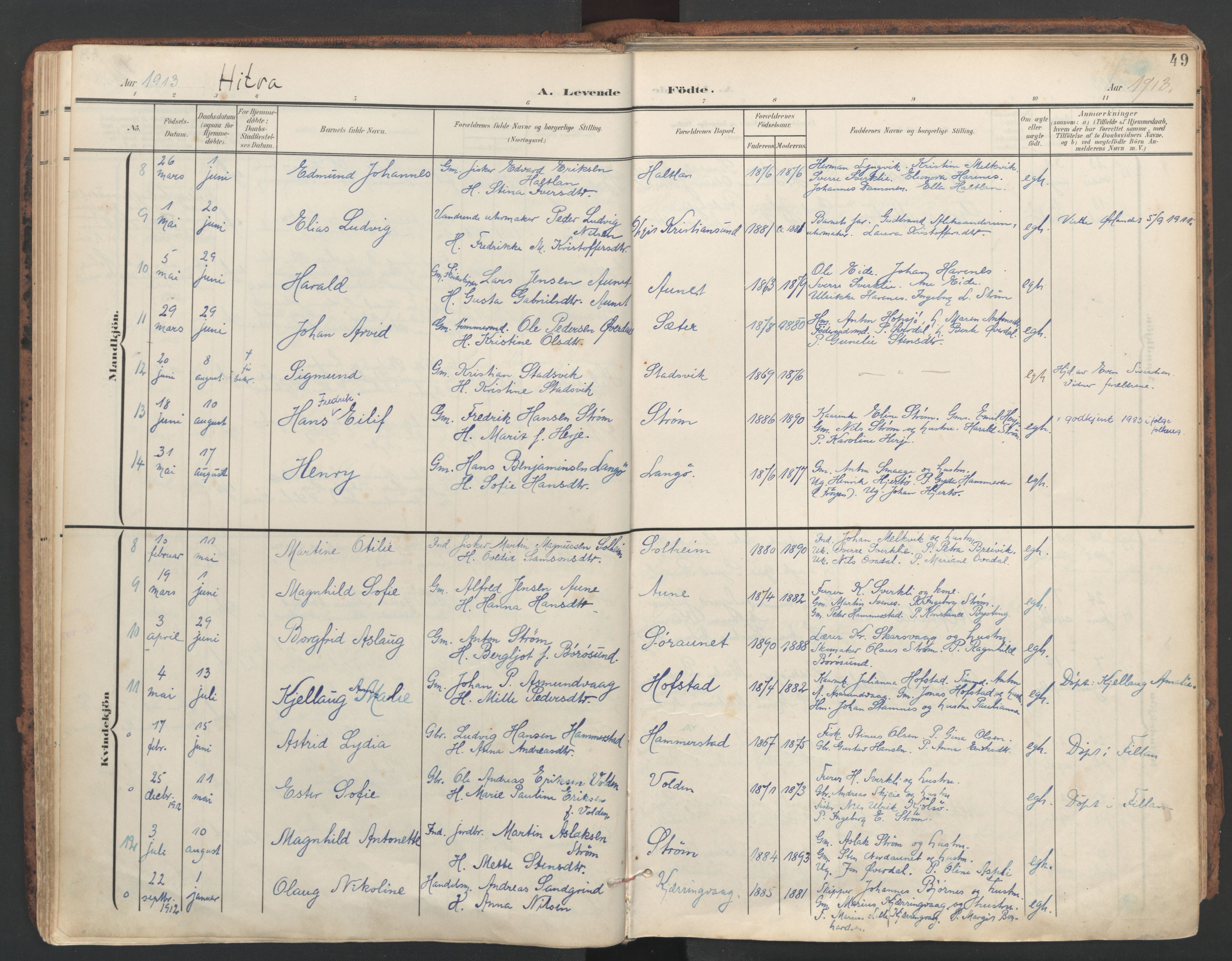 Ministerialprotokoller, klokkerbøker og fødselsregistre - Sør-Trøndelag, AV/SAT-A-1456/634/L0537: Ministerialbok nr. 634A13, 1896-1922, s. 49
