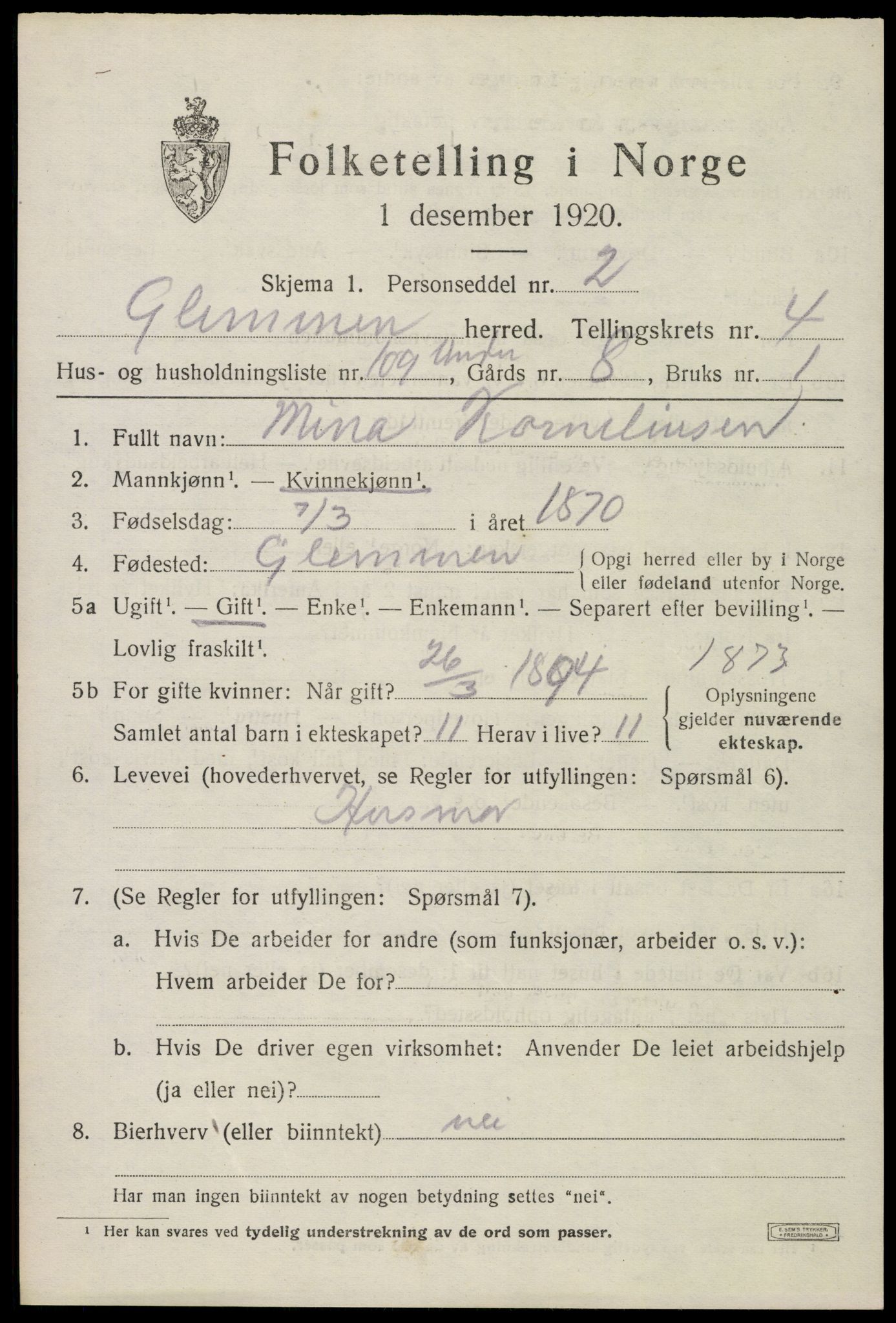 SAO, Folketelling 1920 for 0132 Glemmen herred, 1920, s. 14603