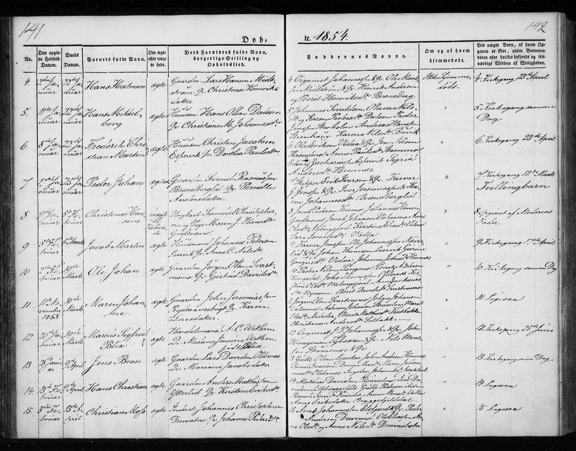 Ministerialprotokoller, klokkerbøker og fødselsregistre - Nordland, AV/SAT-A-1459/825/L0355: Ministerialbok nr. 825A09, 1842-1863, s. 141-142