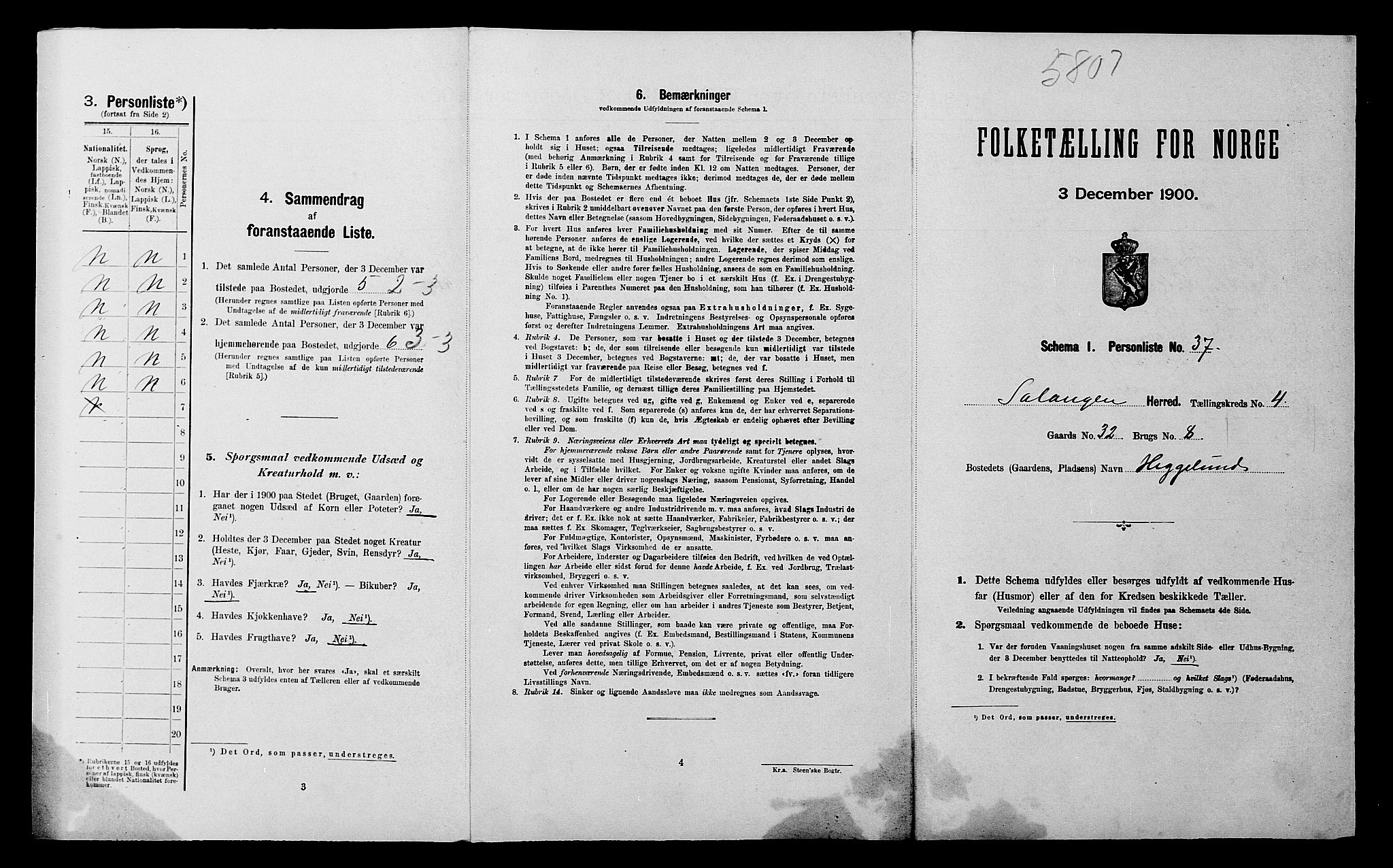 SATØ, Folketelling 1900 for 1921 Salangen herred, 1900, s. 433