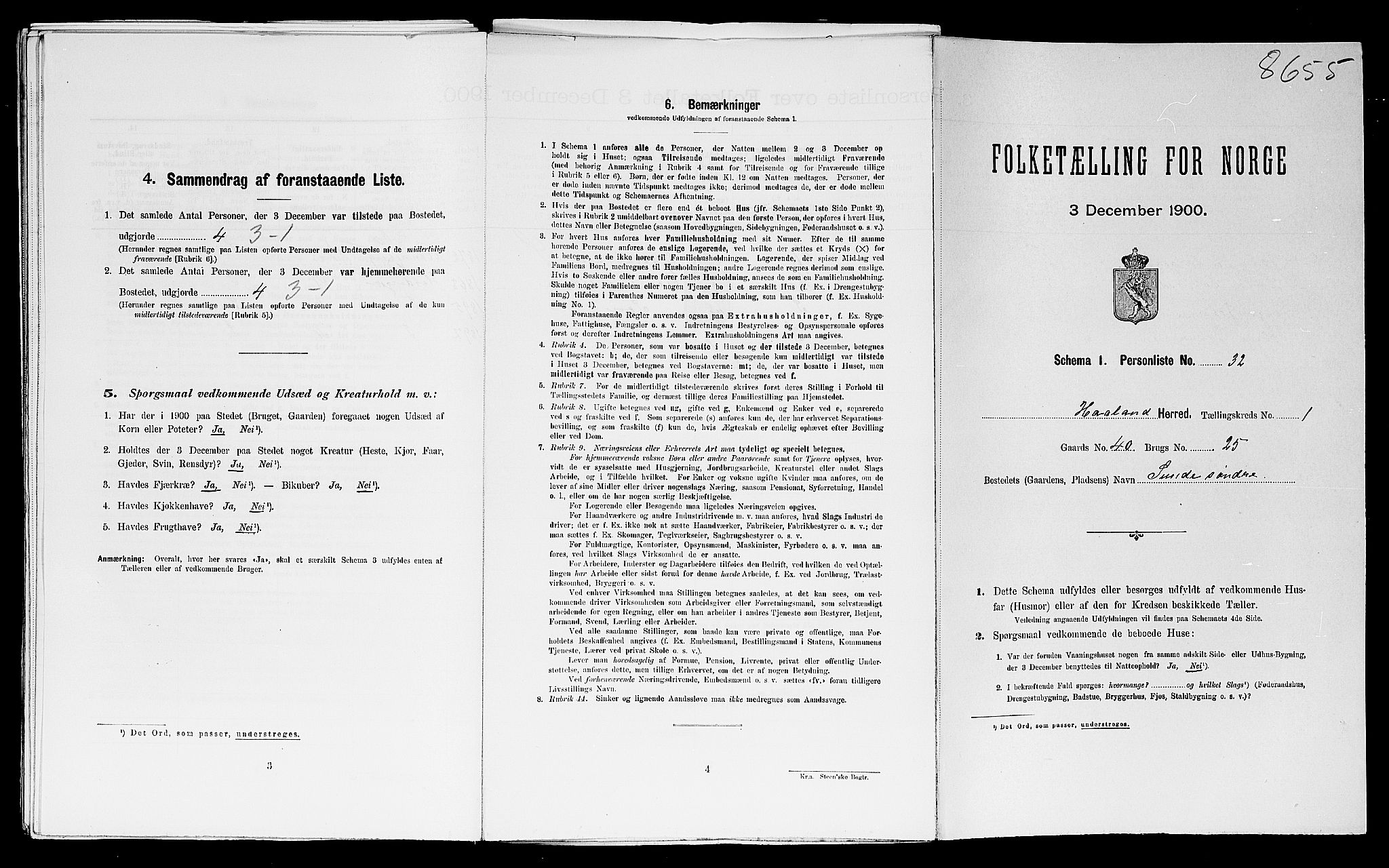 SAST, Folketelling 1900 for 1124 Haaland herred, 1900, s. 162