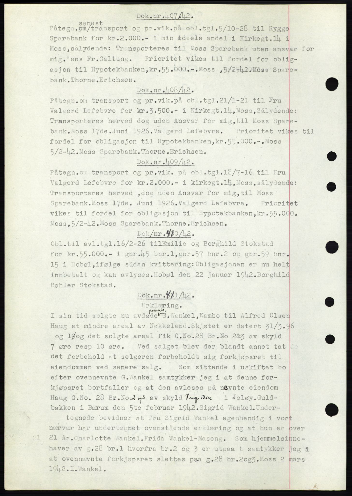 Moss sorenskriveri, SAO/A-10168: Pantebok nr. C10, 1938-1950, Dagboknr: 407/1942
