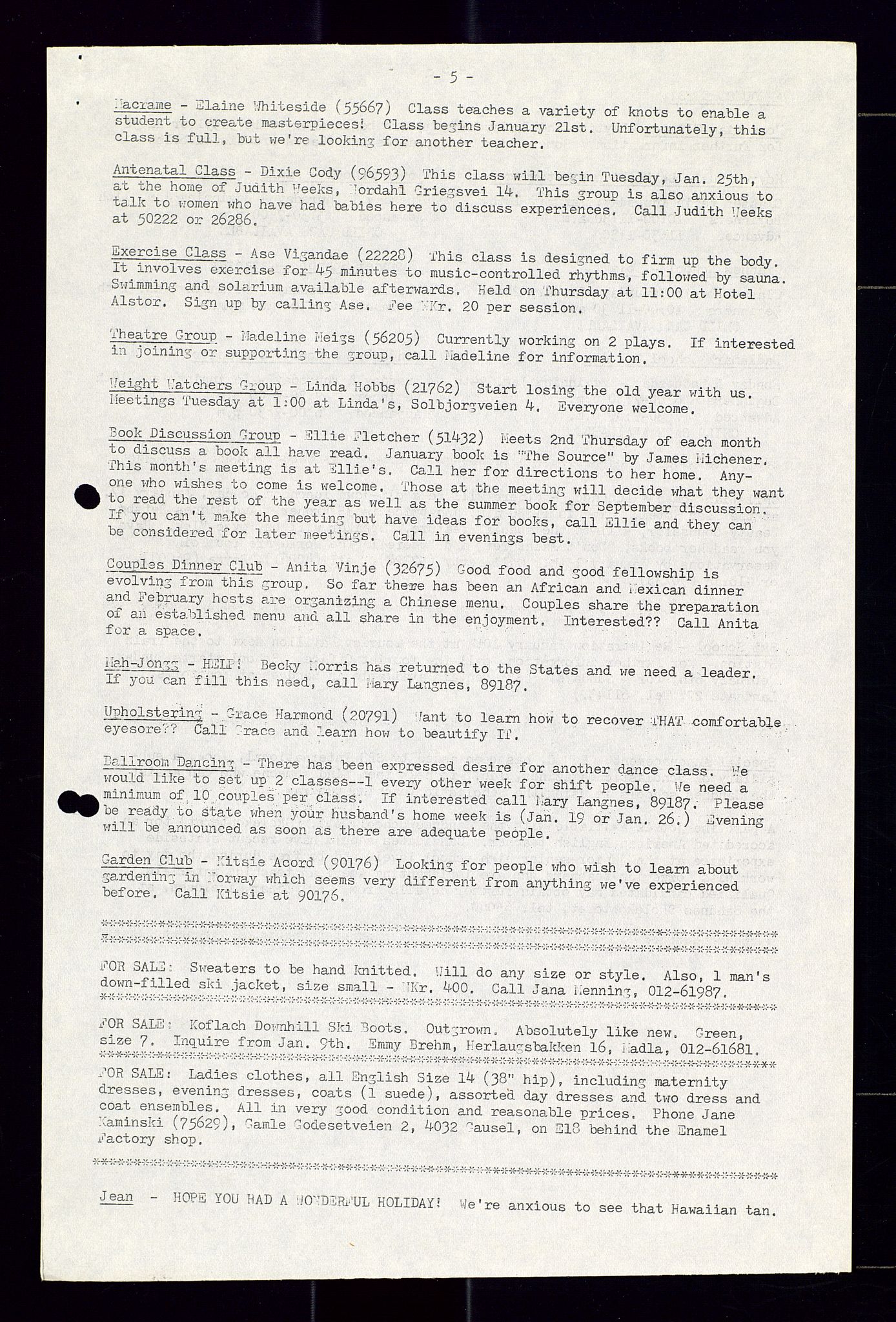 PA 1547 - Petroleum Wives Club, AV/SAST-A-101974/X/Xa/L0001: Newsletters (1971-1978)/radiointervjuer på kasett (1989-1992), 1970-1978