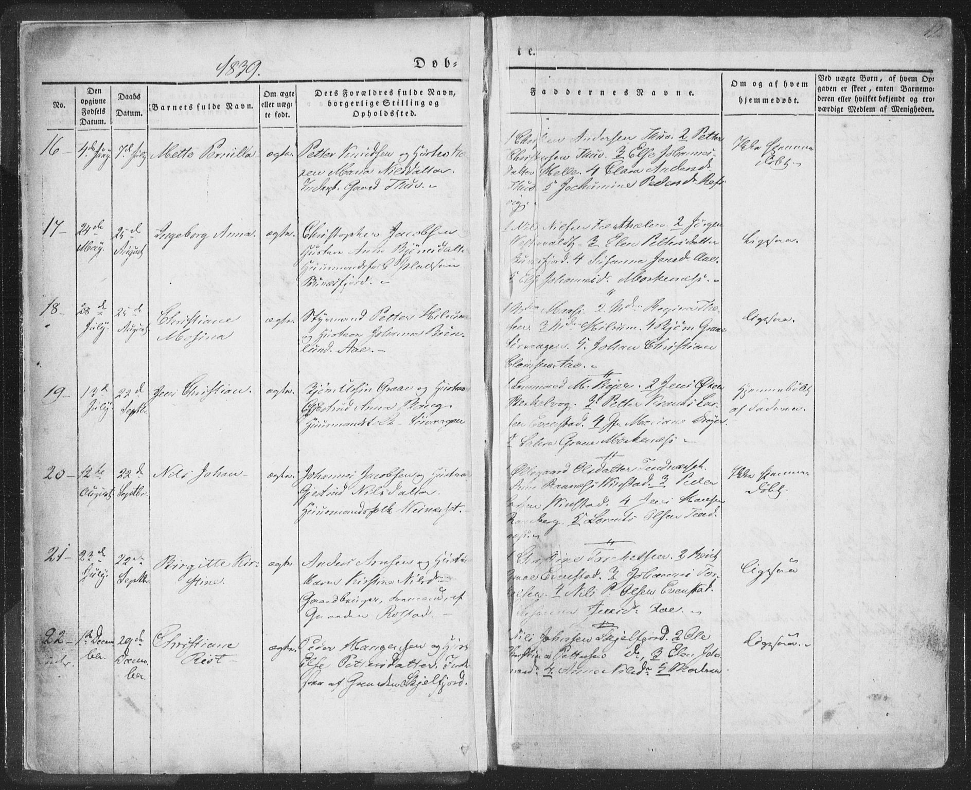 Ministerialprotokoller, klokkerbøker og fødselsregistre - Nordland, SAT/A-1459/885/L1202: Ministerialbok nr. 885A03, 1838-1859, s. 12
