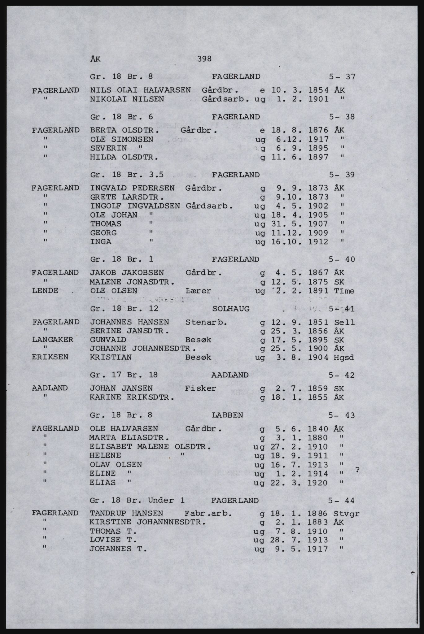 SAST, Avskrift av folketellingen 1920 for Karmøy, 1920, s. 420