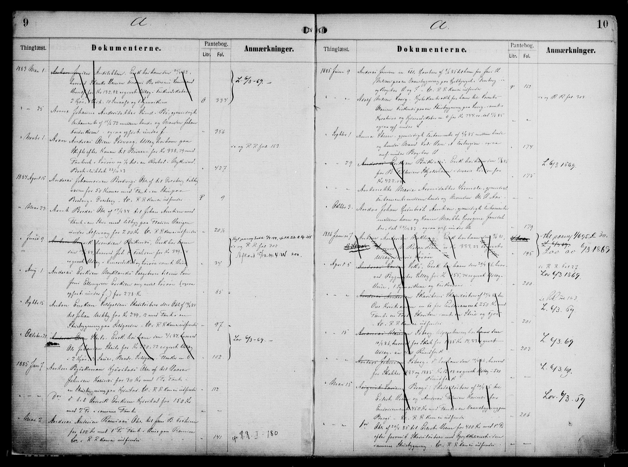 Vesterålen sorenskriveri, SAT/A-4180/1/2/2B/L0005: Panteregister nr. 5, 1887-1913, s. 9-10