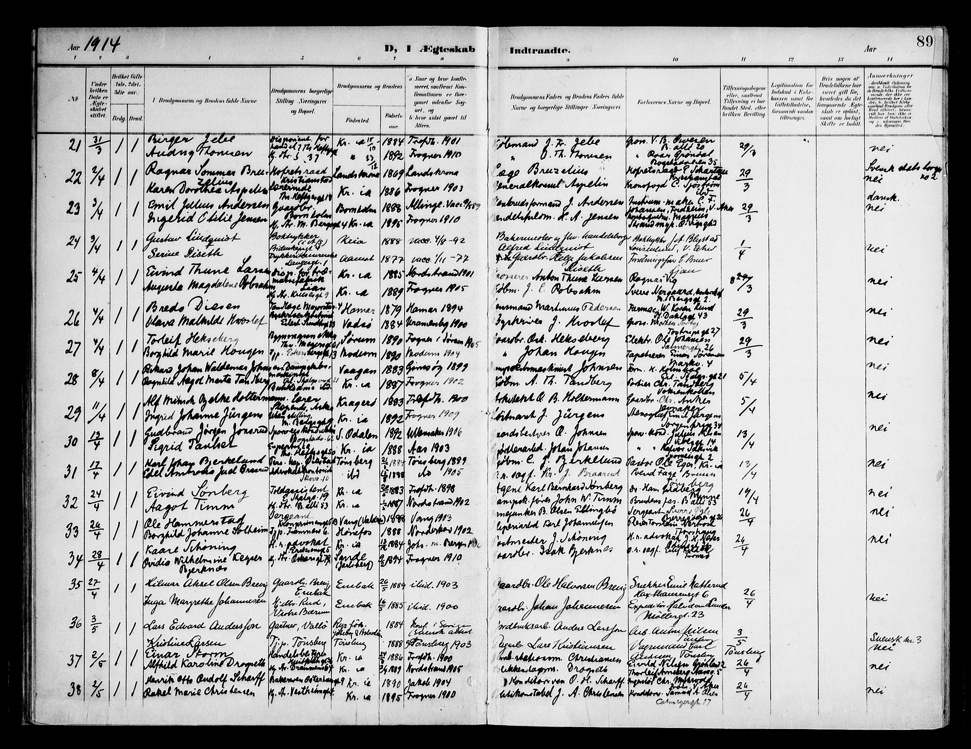Frogner prestekontor Kirkebøker, AV/SAO-A-10886/F/Fa/L0003: Ministerialbok nr. 3, 1898-1917, s. 89