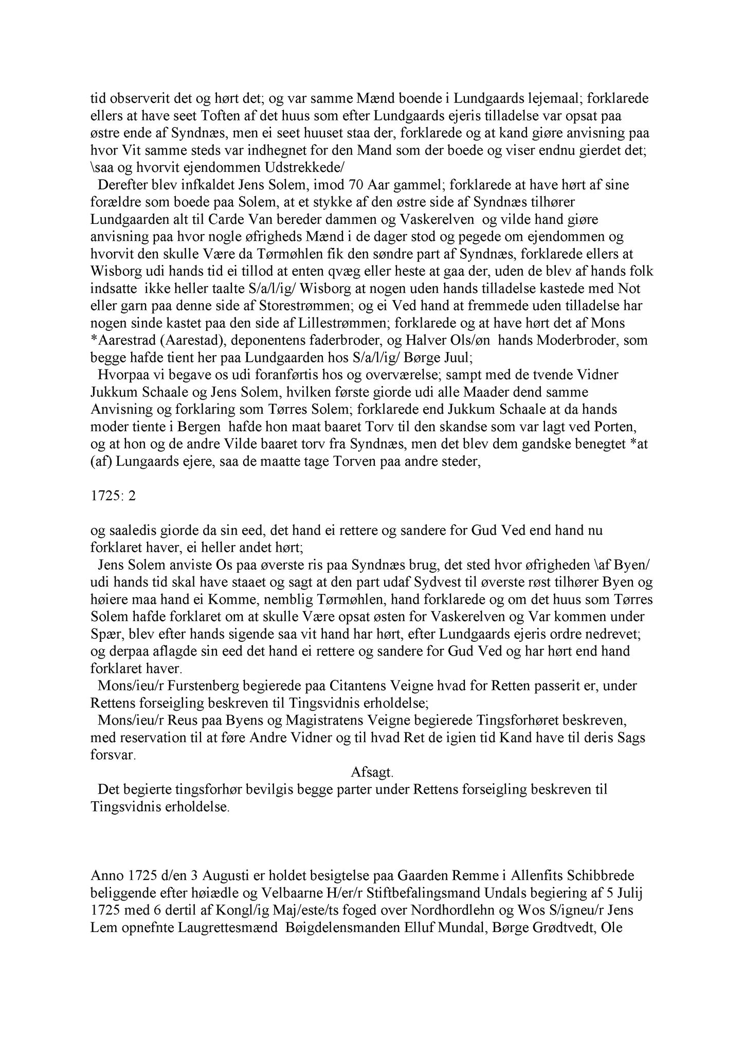 Samling av fulltekstavskrifter, SAB/FULLTEKST/A/12/0138: Nordhordland sorenskriveri, tingbok nr. A 36, 1725-1728