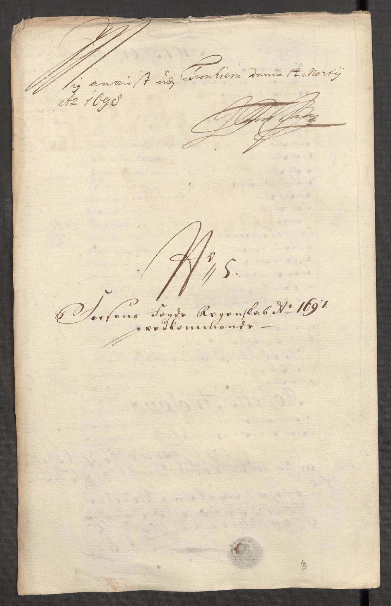 Rentekammeret inntil 1814, Reviderte regnskaper, Fogderegnskap, AV/RA-EA-4092/R57/L3852: Fogderegnskap Fosen, 1697, s. 45
