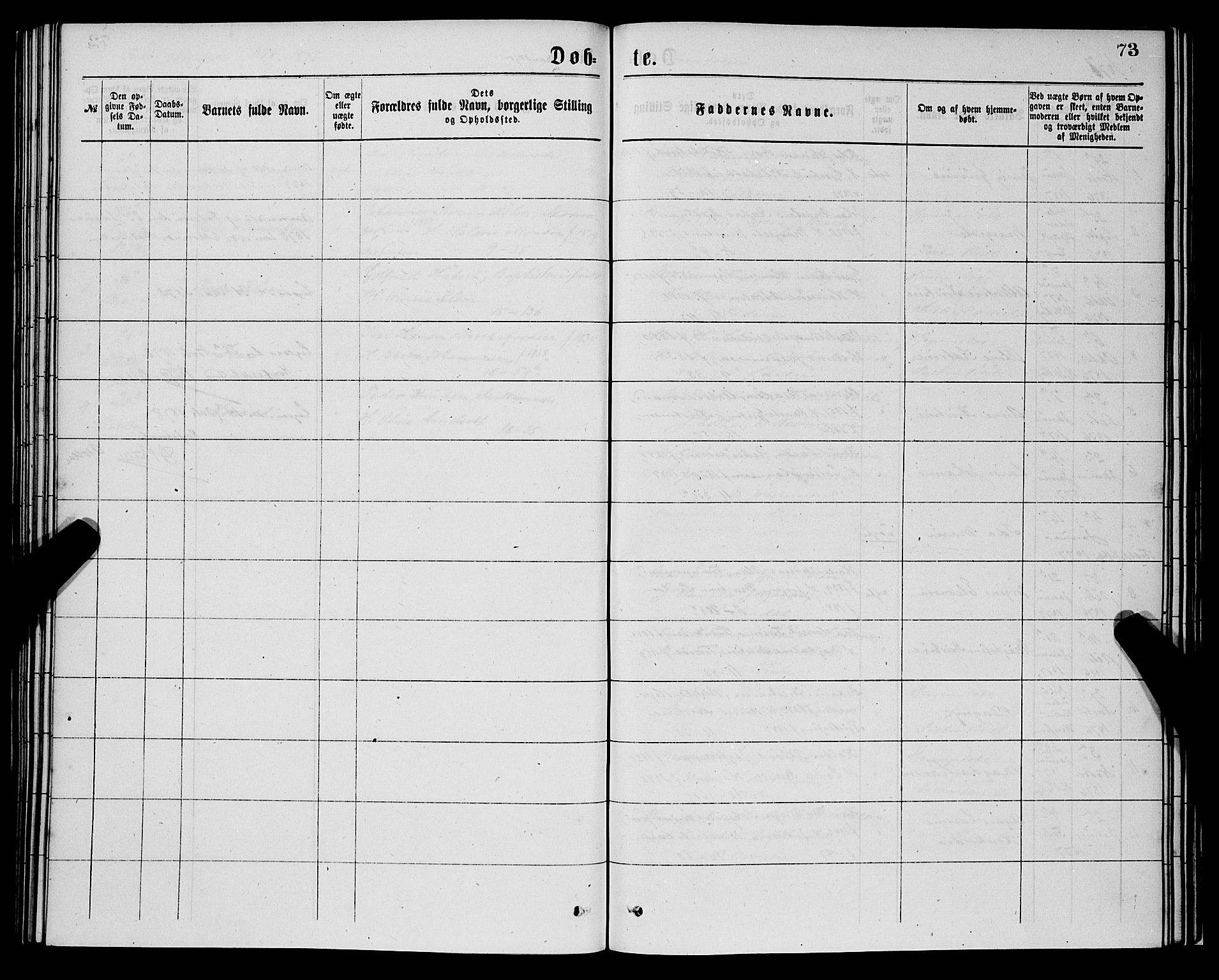 Domkirken sokneprestembete, SAB/A-74801/H/Hab/L0014: Klokkerbok nr. B 7, 1877-1878, s. 73