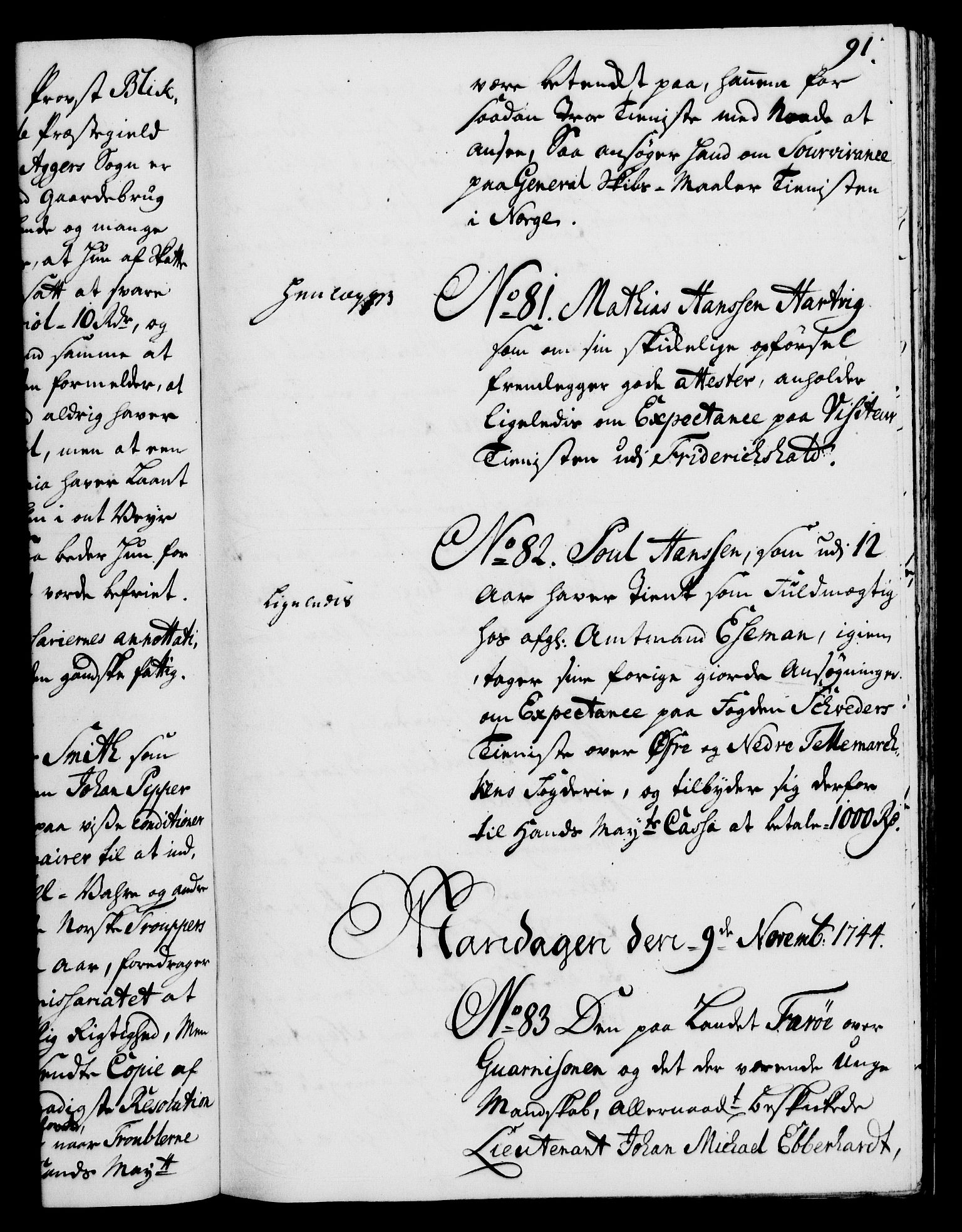 Rentekammeret, Kammerkanselliet, RA/EA-3111/G/Gh/Gha/L0026: Norsk ekstraktmemorialprotokoll (merket RK 53.71), 1744-1745, s. 91