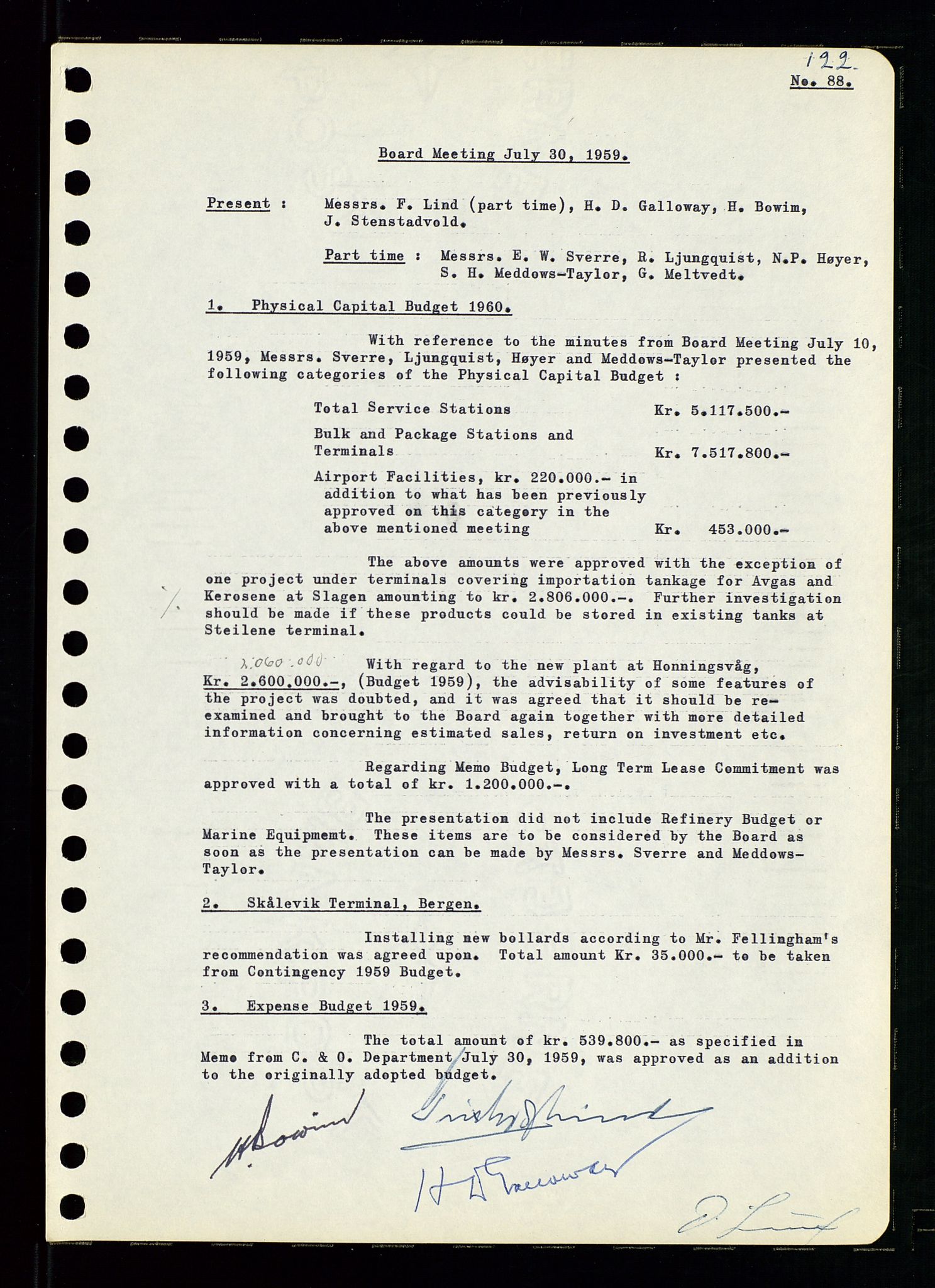 Pa 0982 - Esso Norge A/S, SAST/A-100448/A/Aa/L0001/0001: Den administrerende direksjon Board minutes (styrereferater) / Den administrerende direksjon Board minutes (styrereferater), 1958-1959, s. 122