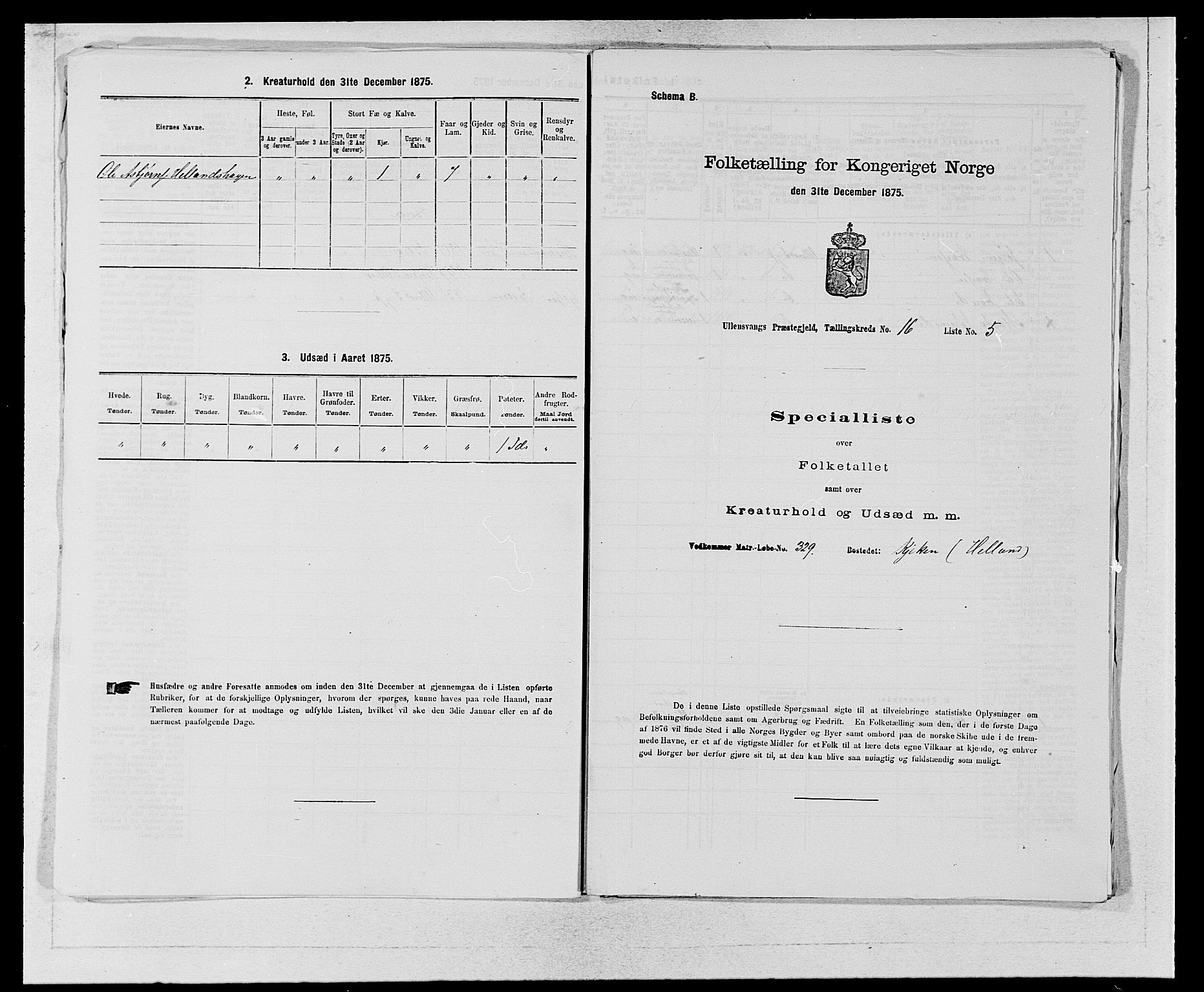 SAB, Folketelling 1875 for 1230P Ullensvang prestegjeld, 1875, s. 1598