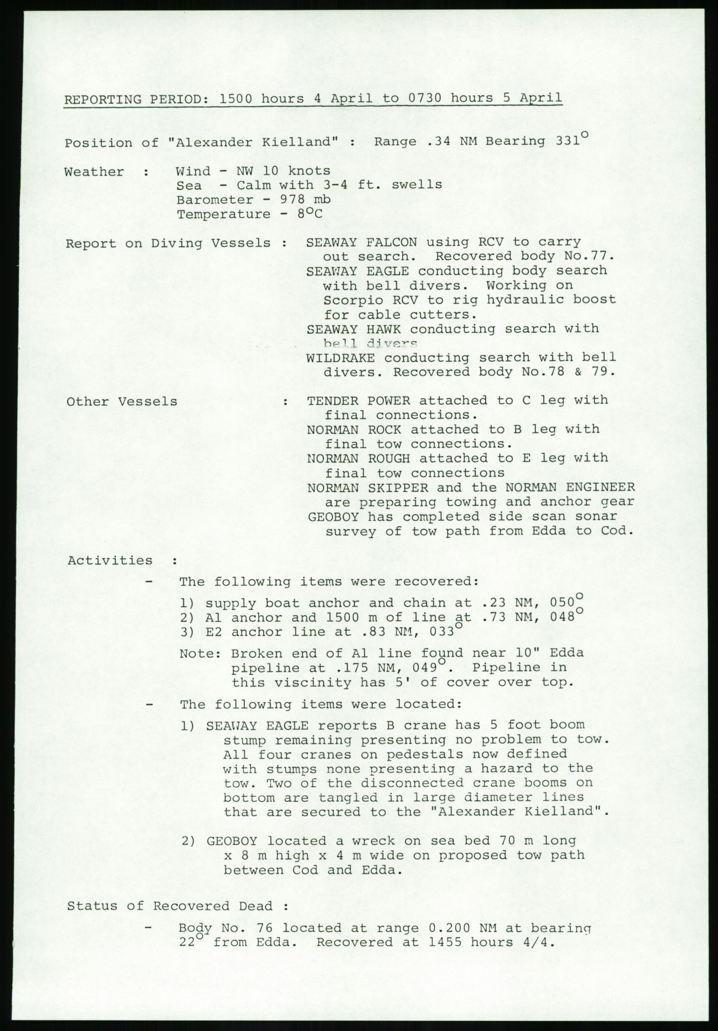Justisdepartementet, Granskningskommisjonen ved Alexander Kielland-ulykken 27.3.1980, AV/RA-S-1165/D/L0017: P Hjelpefartøy (Doku.liste + P1-P6 av 6)/Q Hovedredningssentralen (Q0-Q27 av 27), 1980-1981, s. 106