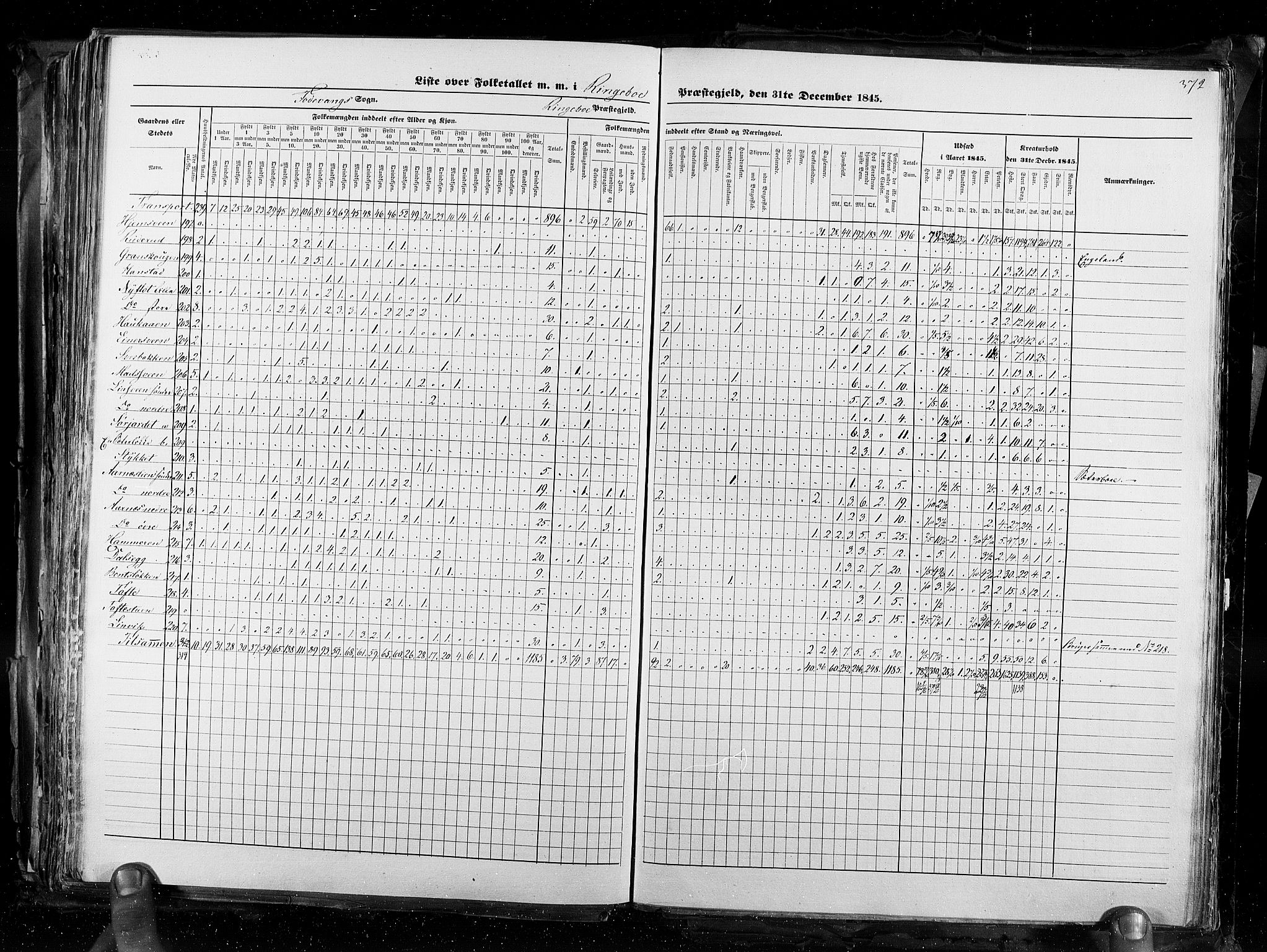 RA, Folketellingen 1845, bind 3: Hedemarken amt og Kristians amt, 1845, s. 372