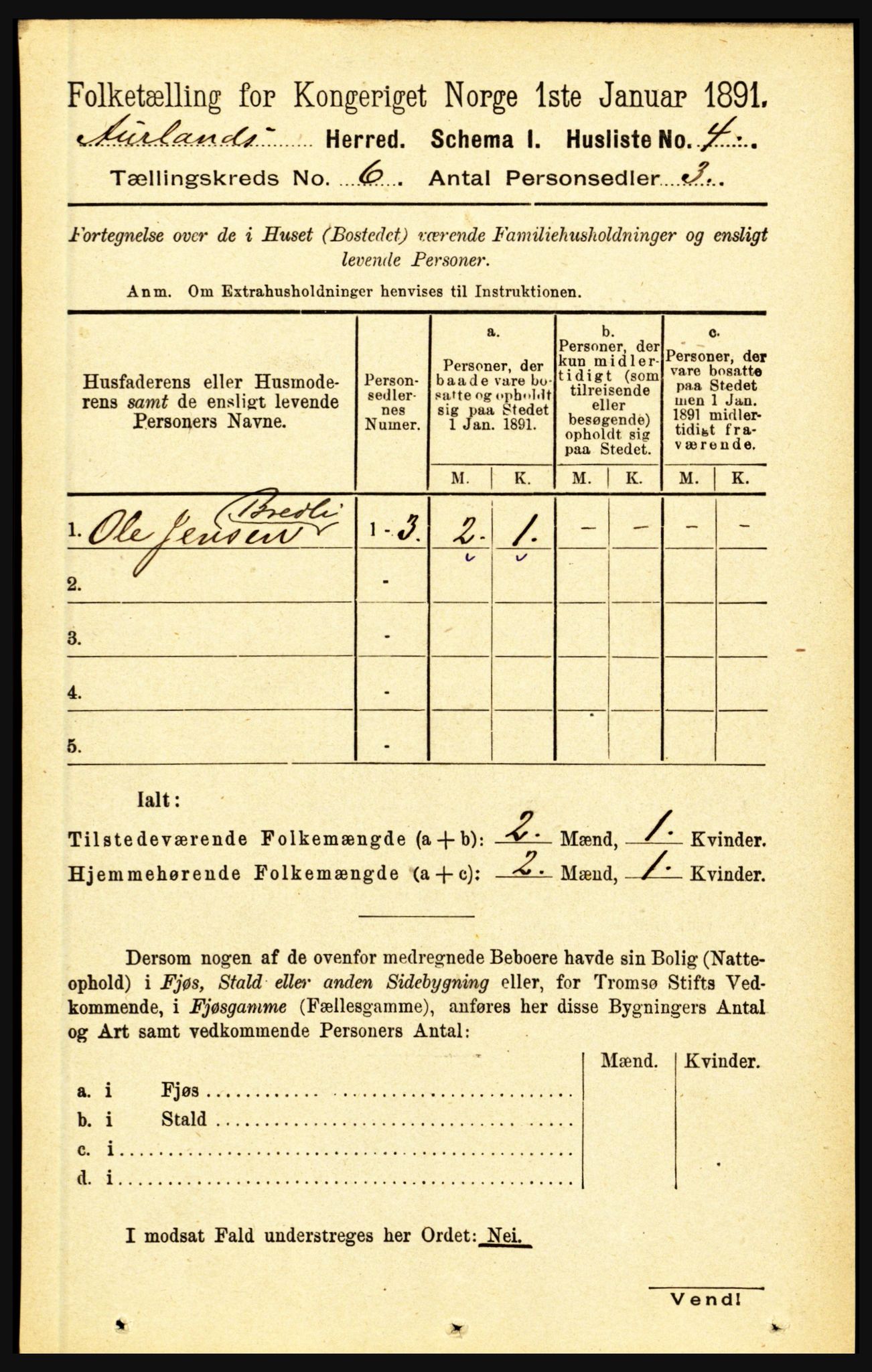RA, Folketelling 1891 for 1421 Aurland herred, 1891, s. 2204