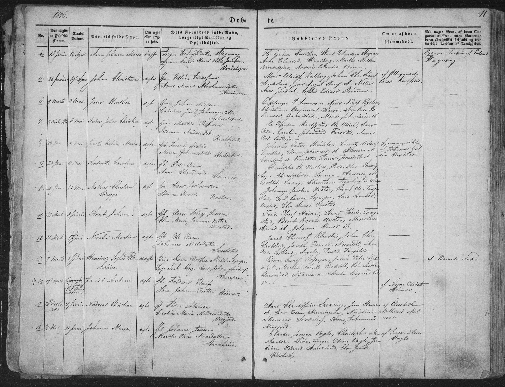 Ministerialprotokoller, klokkerbøker og fødselsregistre - Nordland, AV/SAT-A-1459/880/L1131: Ministerialbok nr. 880A05, 1844-1868, s. 11