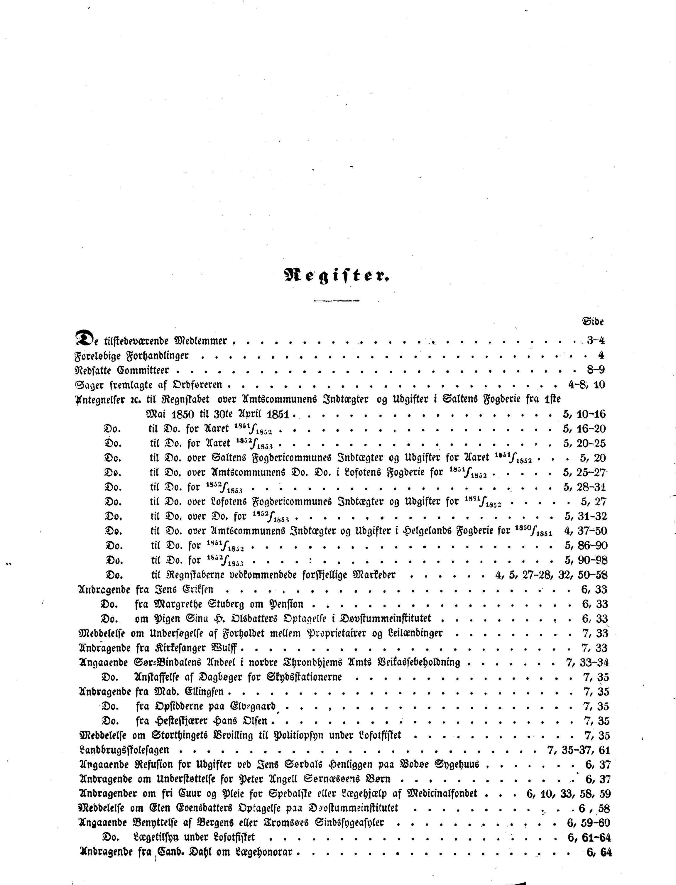 Nordland Fylkeskommune. Fylkestinget, AIN/NFK-17/176/A/Ac/L0003: Fylkestingsforhandlinger 1850-1860, 1850-1860