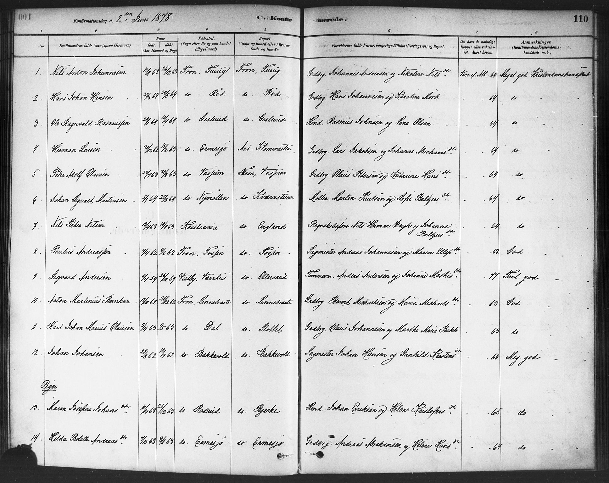 Drøbak prestekontor Kirkebøker, AV/SAO-A-10142a/F/Fc/L0002: Ministerialbok nr. III 2, 1878-1891, s. 110