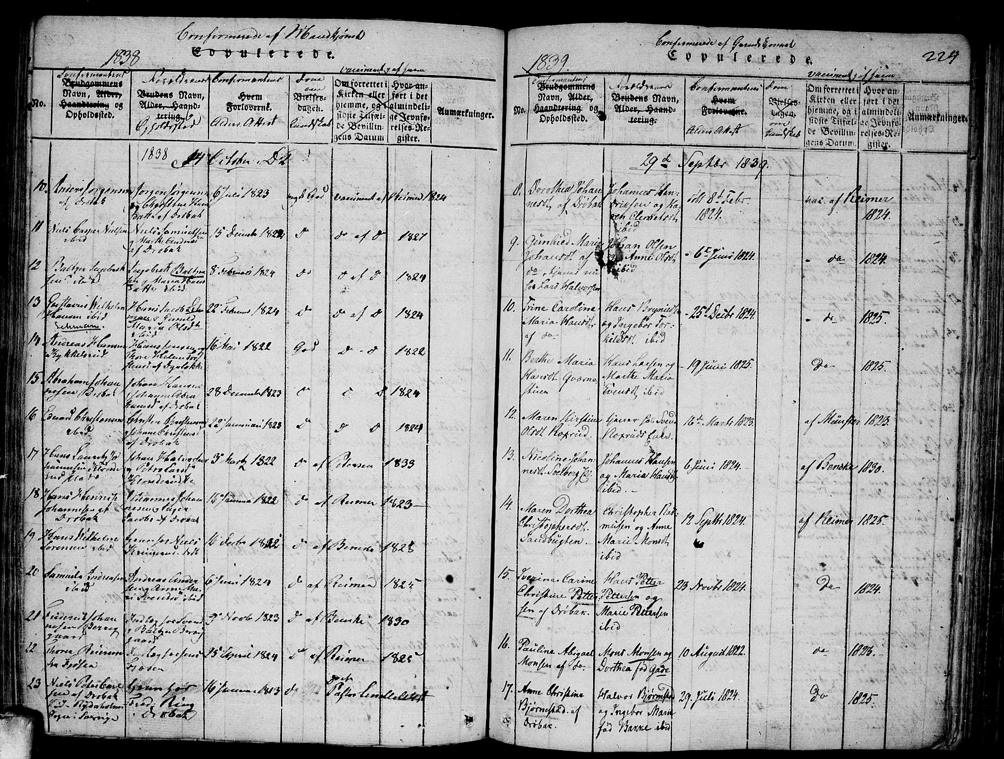 Drøbak prestekontor Kirkebøker, SAO/A-10142a/F/Fa/L0001: Ministerialbok nr. I 1, 1816-1842, s. 224