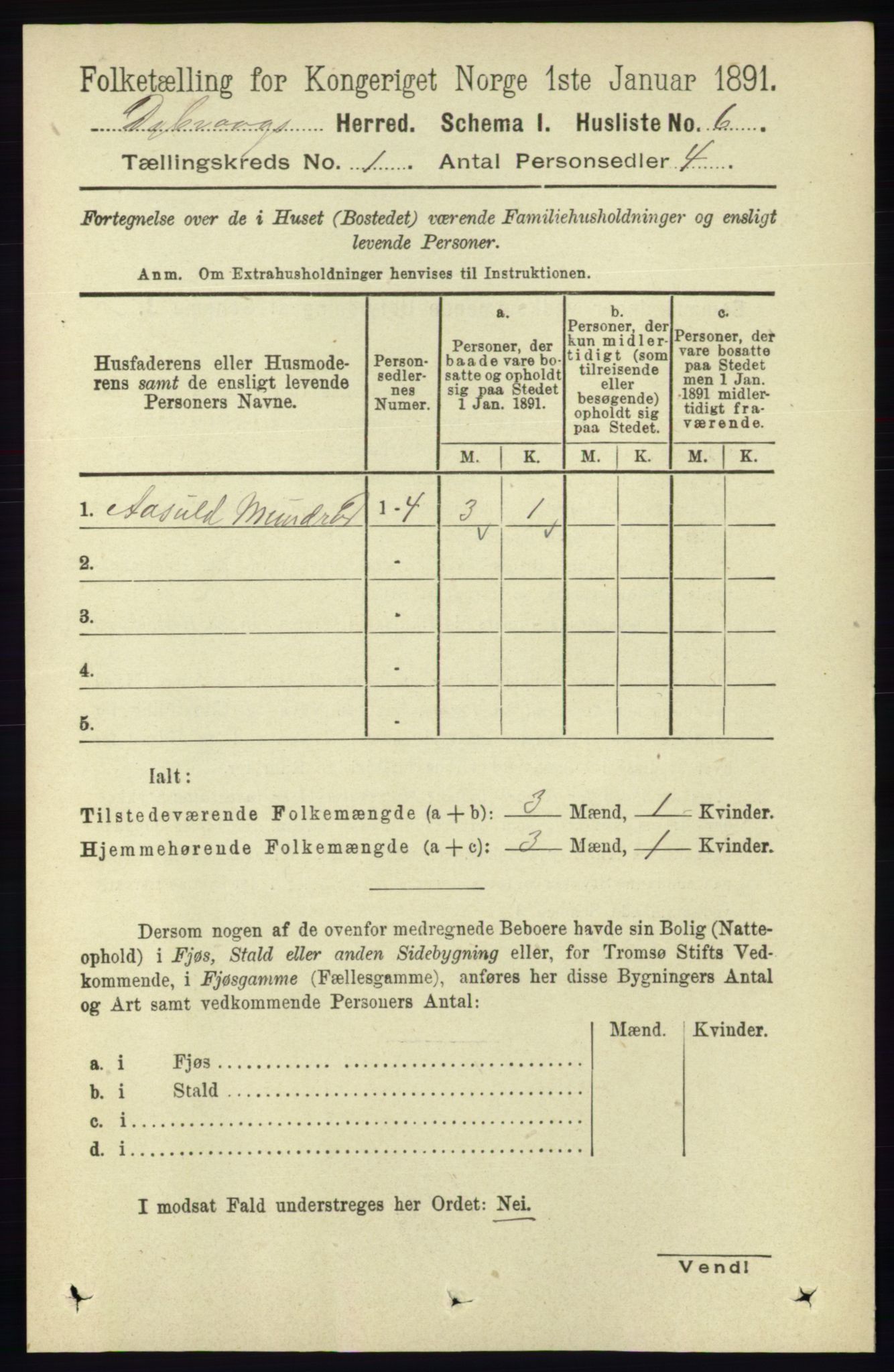 RA, Folketelling 1891 for 0915 Dypvåg herred, 1891, s. 49