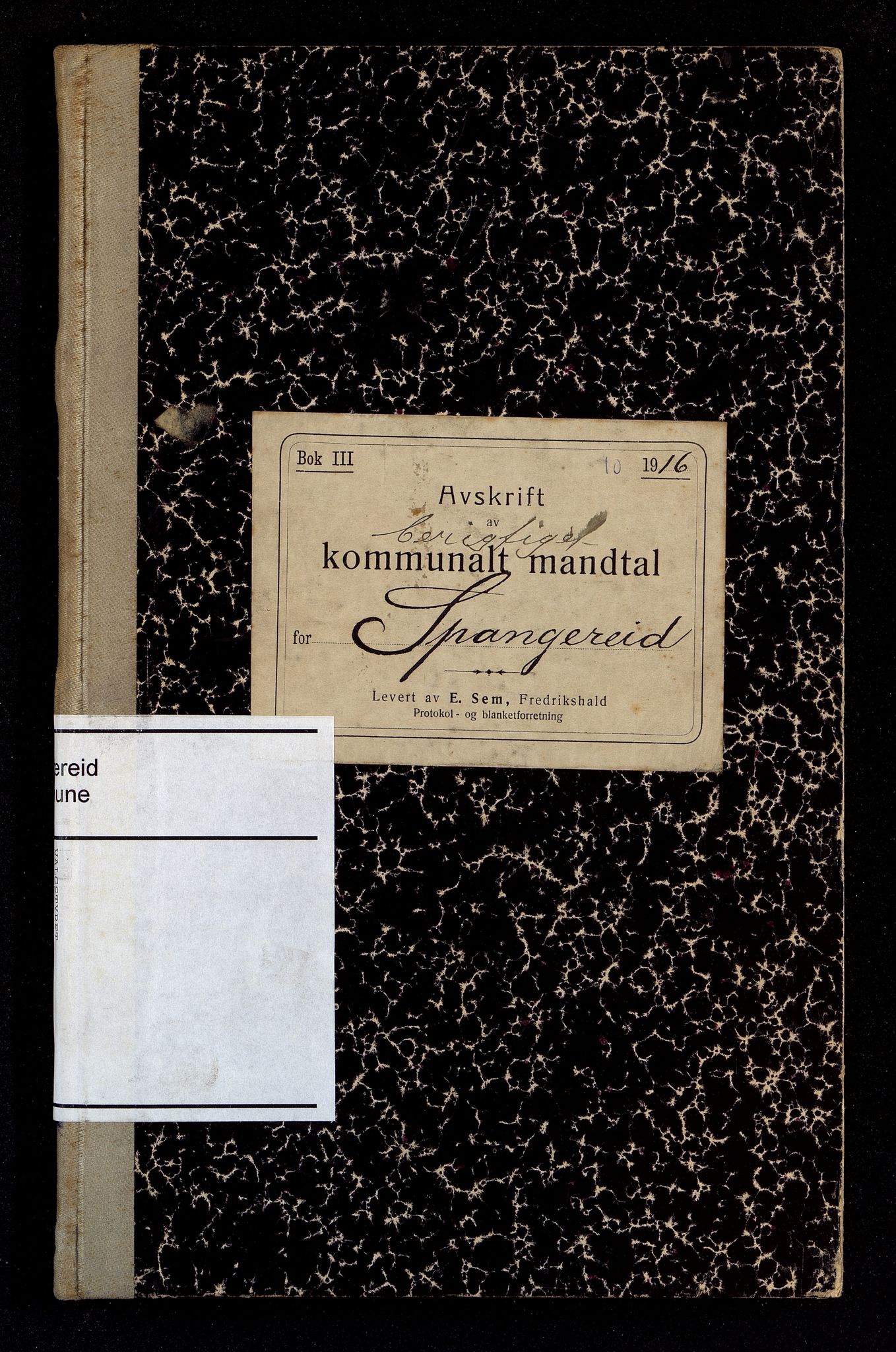 Spangereid kommune - Valgstyret, ARKSOR/1030SP110/F/L0001: Manntall, 1916