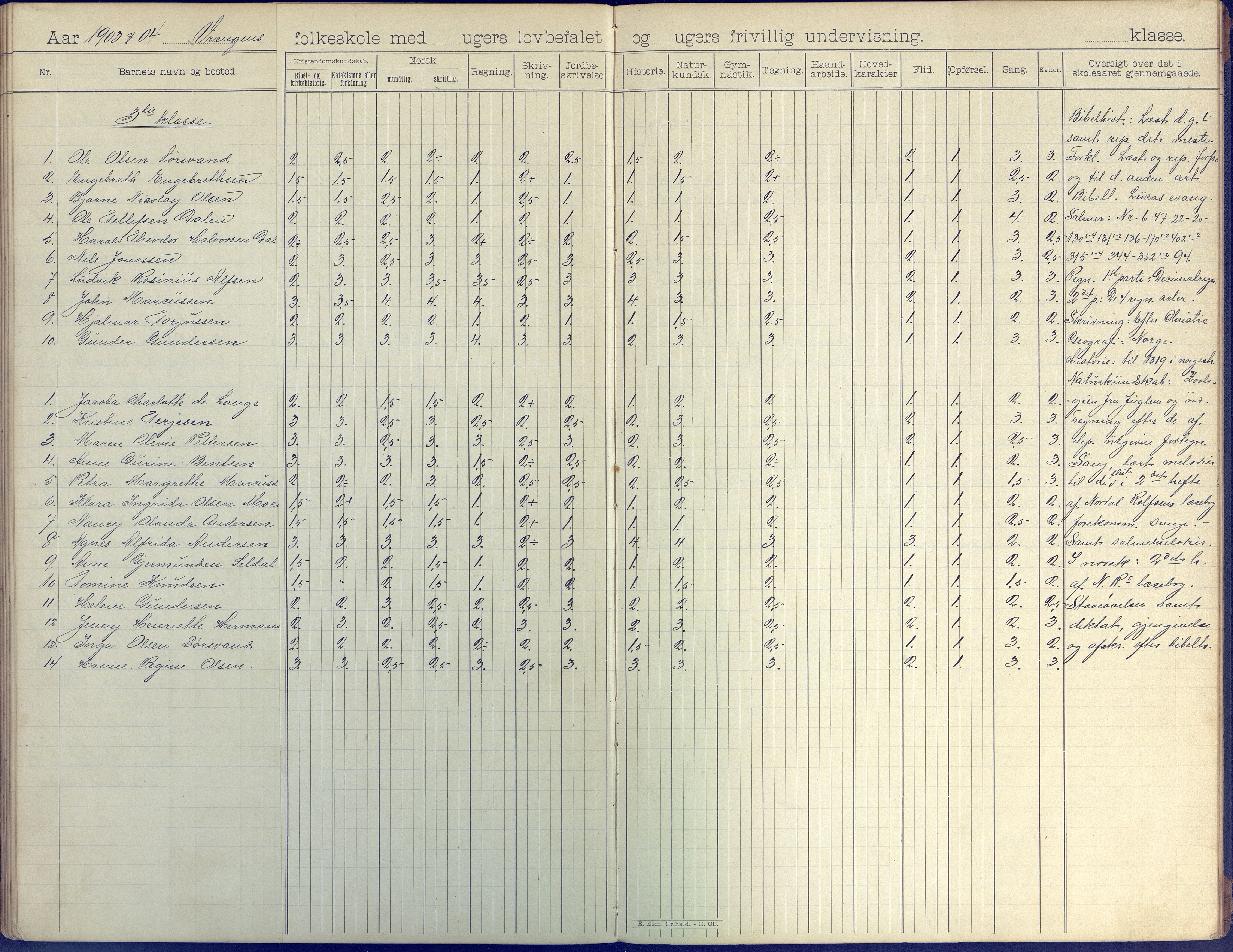 Øyestad kommune frem til 1979, AAKS/KA0920-PK/06/06K/L0008: Skoleprotokoll, 1894-1905