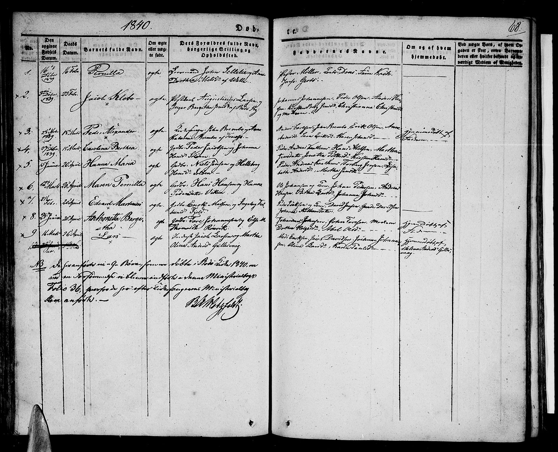 Ministerialprotokoller, klokkerbøker og fødselsregistre - Nordland, AV/SAT-A-1459/801/L0006: Ministerialbok nr. 801A06, 1834-1845, s. 68