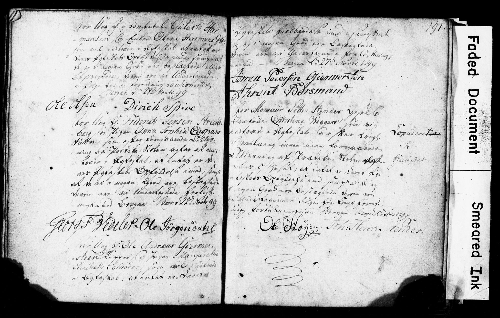 Korskirken sokneprestembete, SAB/A-76101: Forlovererklæringer nr. II.5.1, 1776-1816, s. 191