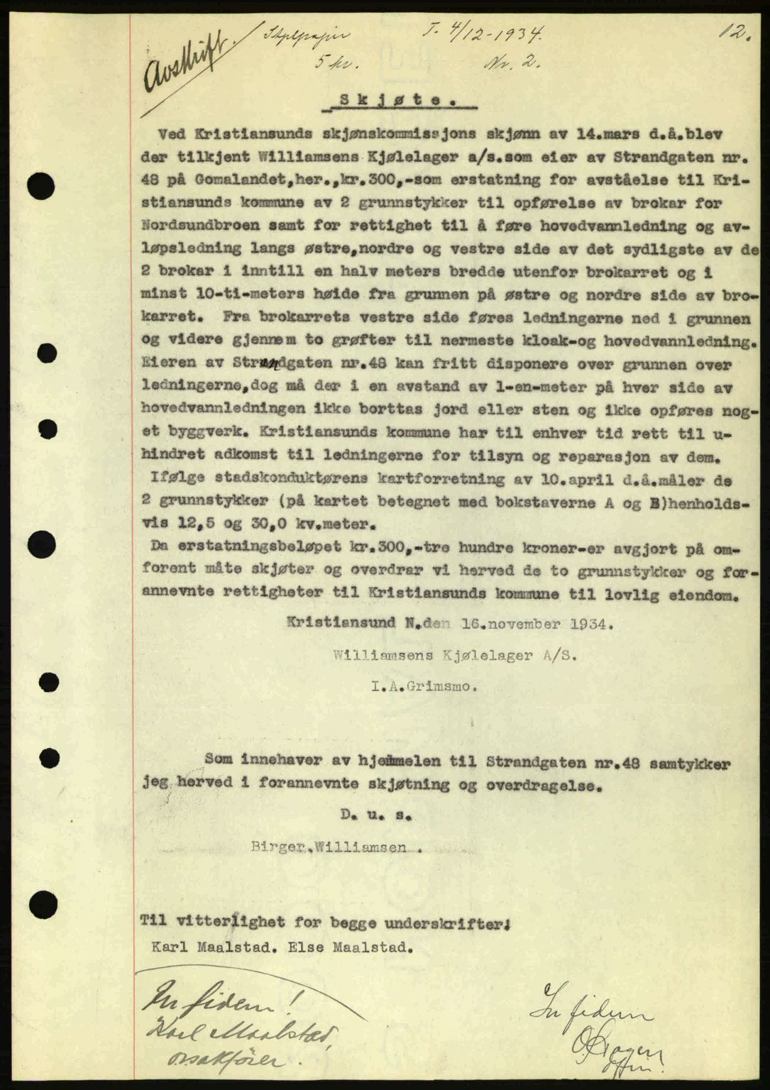 Kristiansund byfogd, SAT/A-4587/A/27: Pantebok nr. 28, 1934-1936, Tingl.dato: 04.12.1934