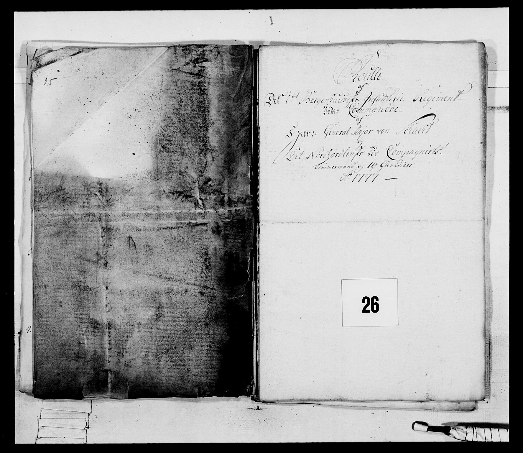 Generalitets- og kommissariatskollegiet, Det kongelige norske kommissariatskollegium, AV/RA-EA-5420/E/Eh/L0094: 2. Bergenhusiske nasjonale infanteriregiment, 1776-1779, s. 99