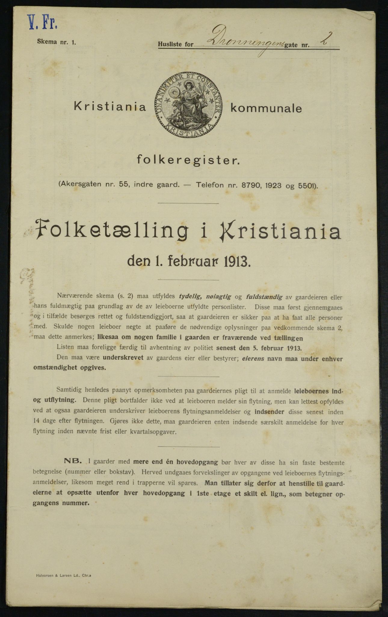 OBA, Kommunal folketelling 1.2.1913 for Kristiania, 1913, s. 17280