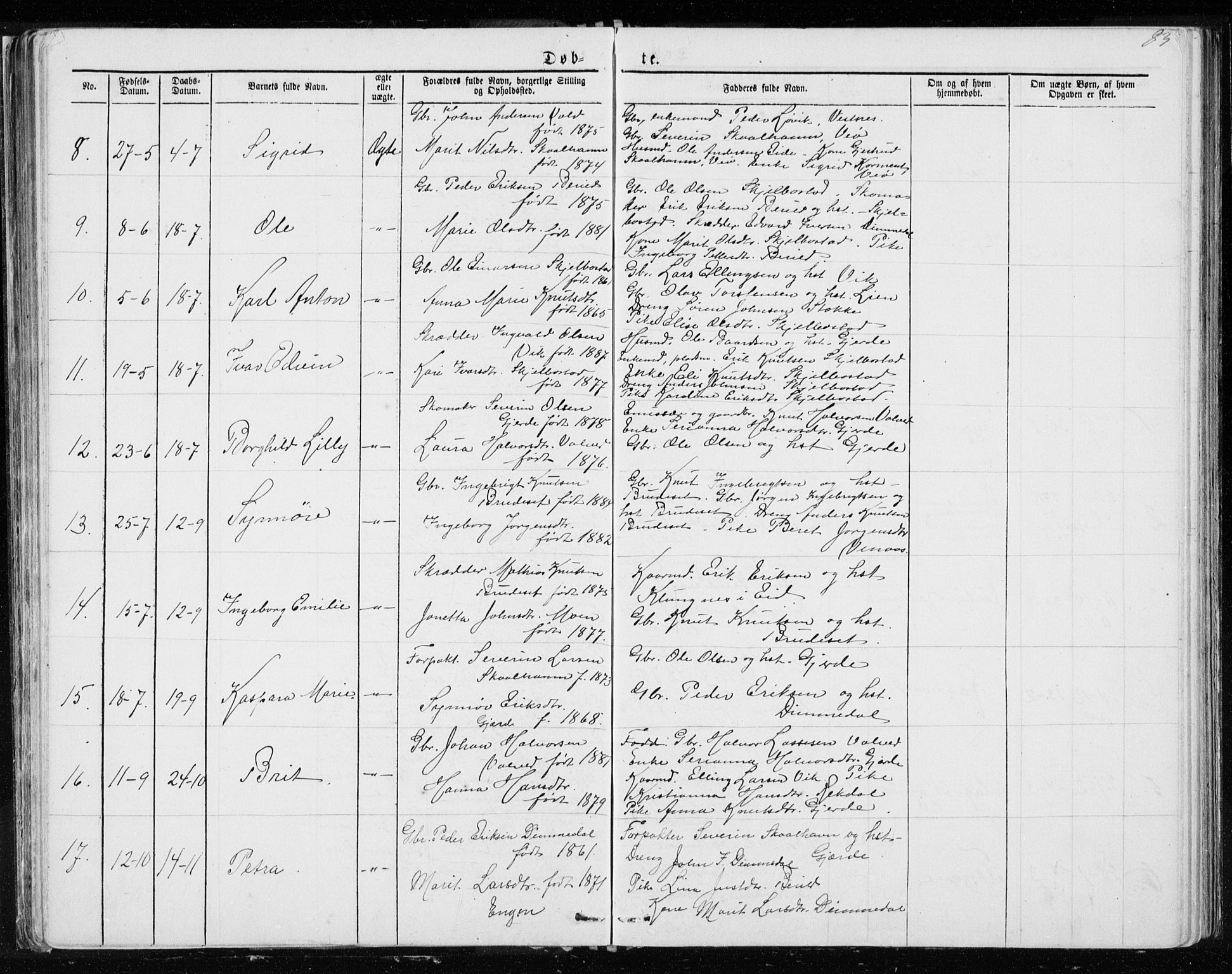 Ministerialprotokoller, klokkerbøker og fødselsregistre - Møre og Romsdal, SAT/A-1454/543/L0564: Klokkerbok nr. 543C02, 1867-1915, s. 83