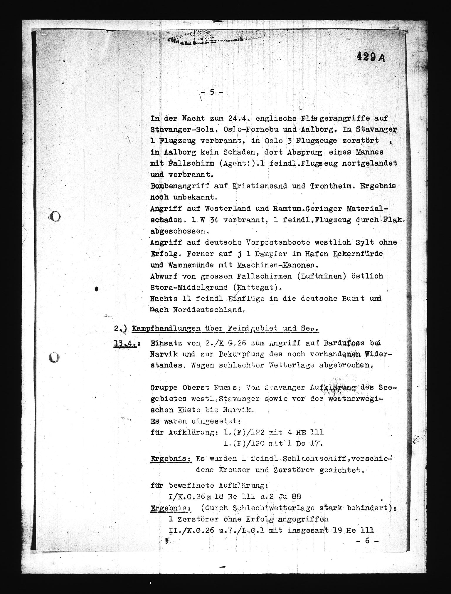 Documents Section, AV/RA-RAFA-2200/V/L0076: Amerikansk mikrofilm "Captured German Documents".
Box No. 715.  FKA jnr. 619/1954., 1940, s. 195