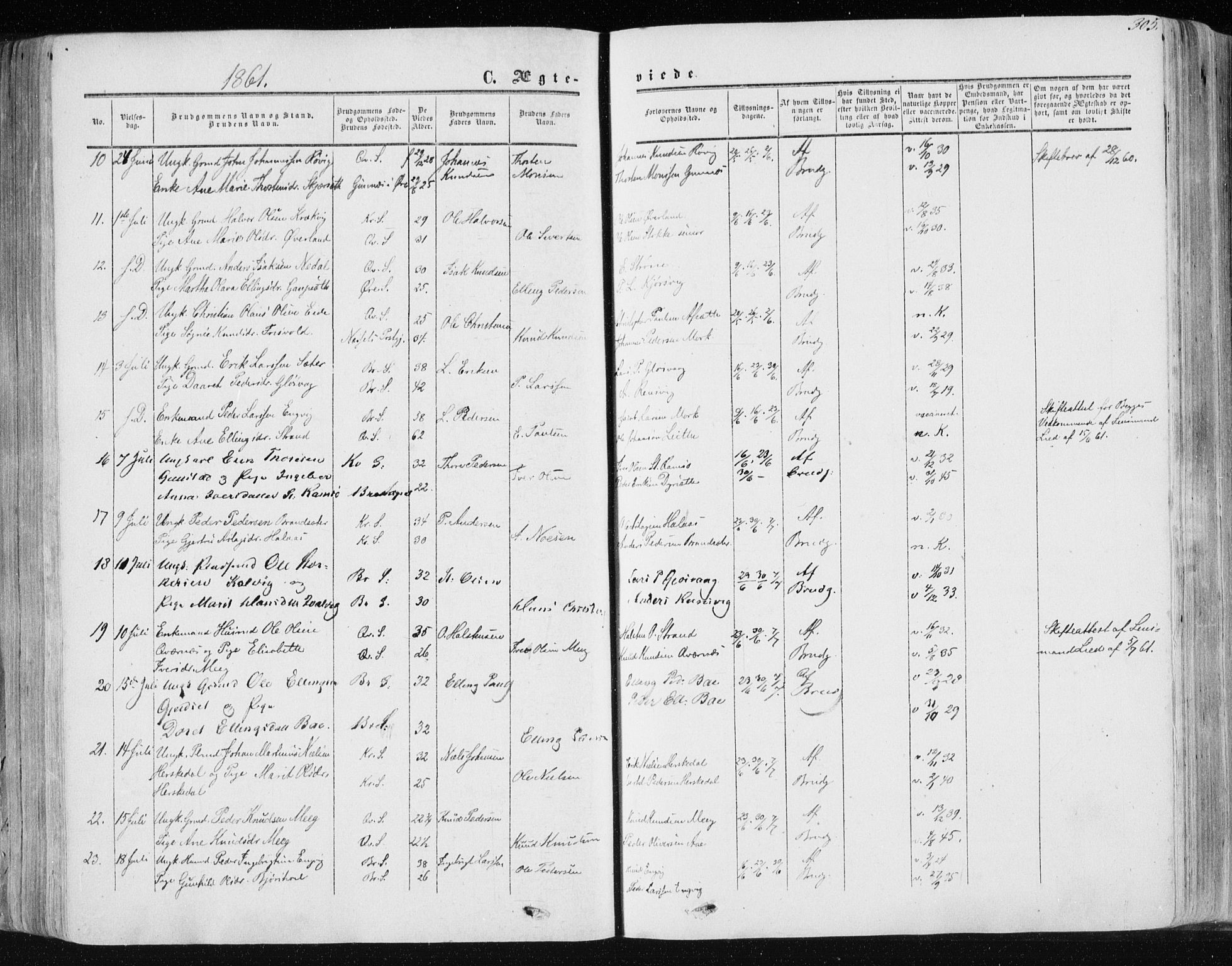 Ministerialprotokoller, klokkerbøker og fødselsregistre - Møre og Romsdal, SAT/A-1454/568/L0804: Ministerialbok nr. 568A11, 1854-1868, s. 305