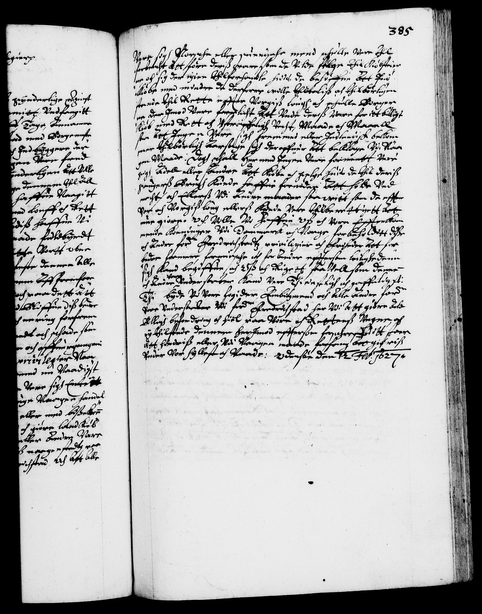 Danske Kanselli 1572-1799, RA/EA-3023/F/Fc/Fca/Fcaa/L0004: Norske registre (mikrofilm), 1617-1630, s. 385a