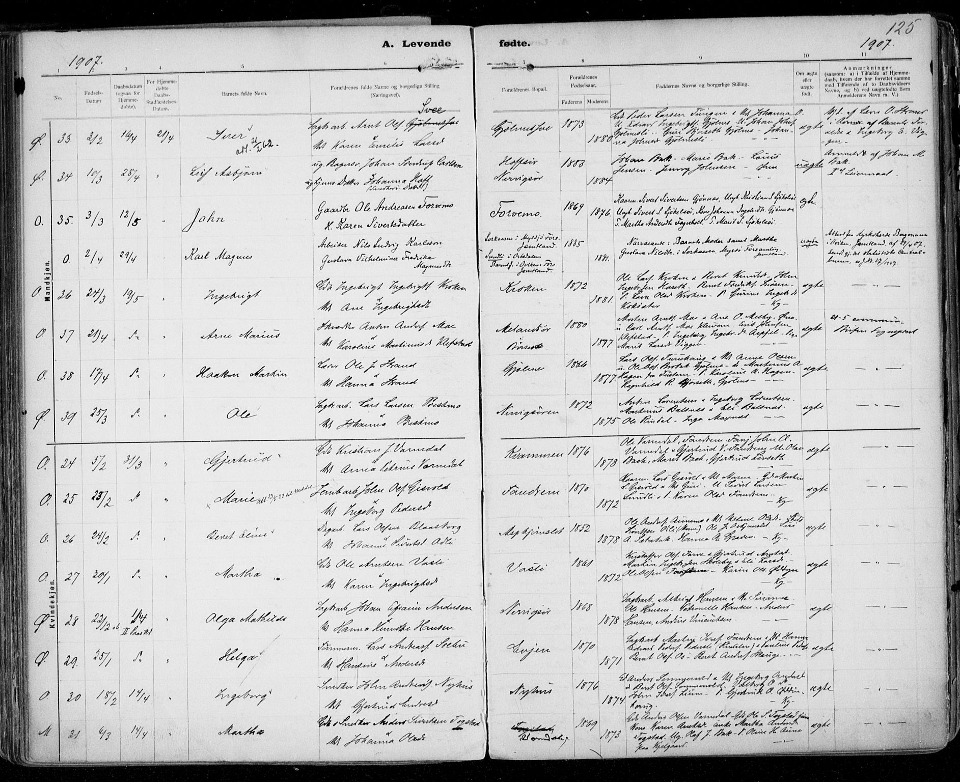 Ministerialprotokoller, klokkerbøker og fødselsregistre - Sør-Trøndelag, SAT/A-1456/668/L0811: Ministerialbok nr. 668A11, 1894-1913, s. 125