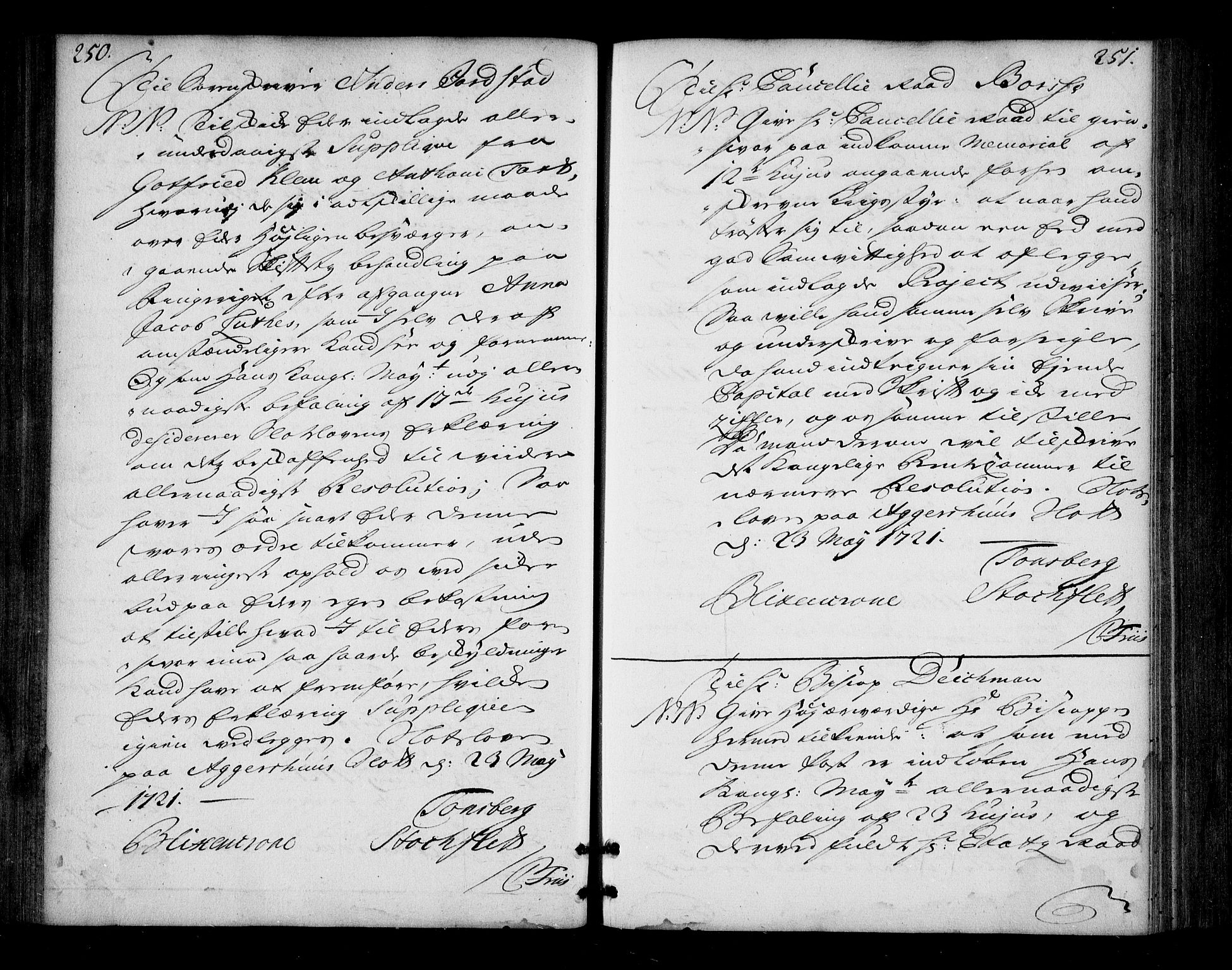 Stattholderembetet 1572-1771, AV/RA-EA-2870/Bd/L0013: Ordreprotokoll, 1720-1722, s. 250-251