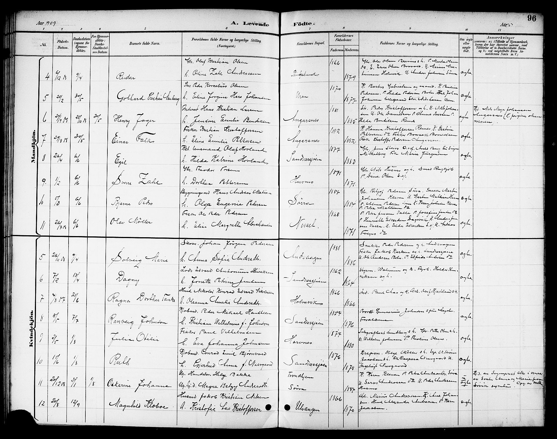 Ministerialprotokoller, klokkerbøker og fødselsregistre - Nordland, AV/SAT-A-1459/831/L0478: Klokkerbok nr. 831C05, 1892-1909, s. 96