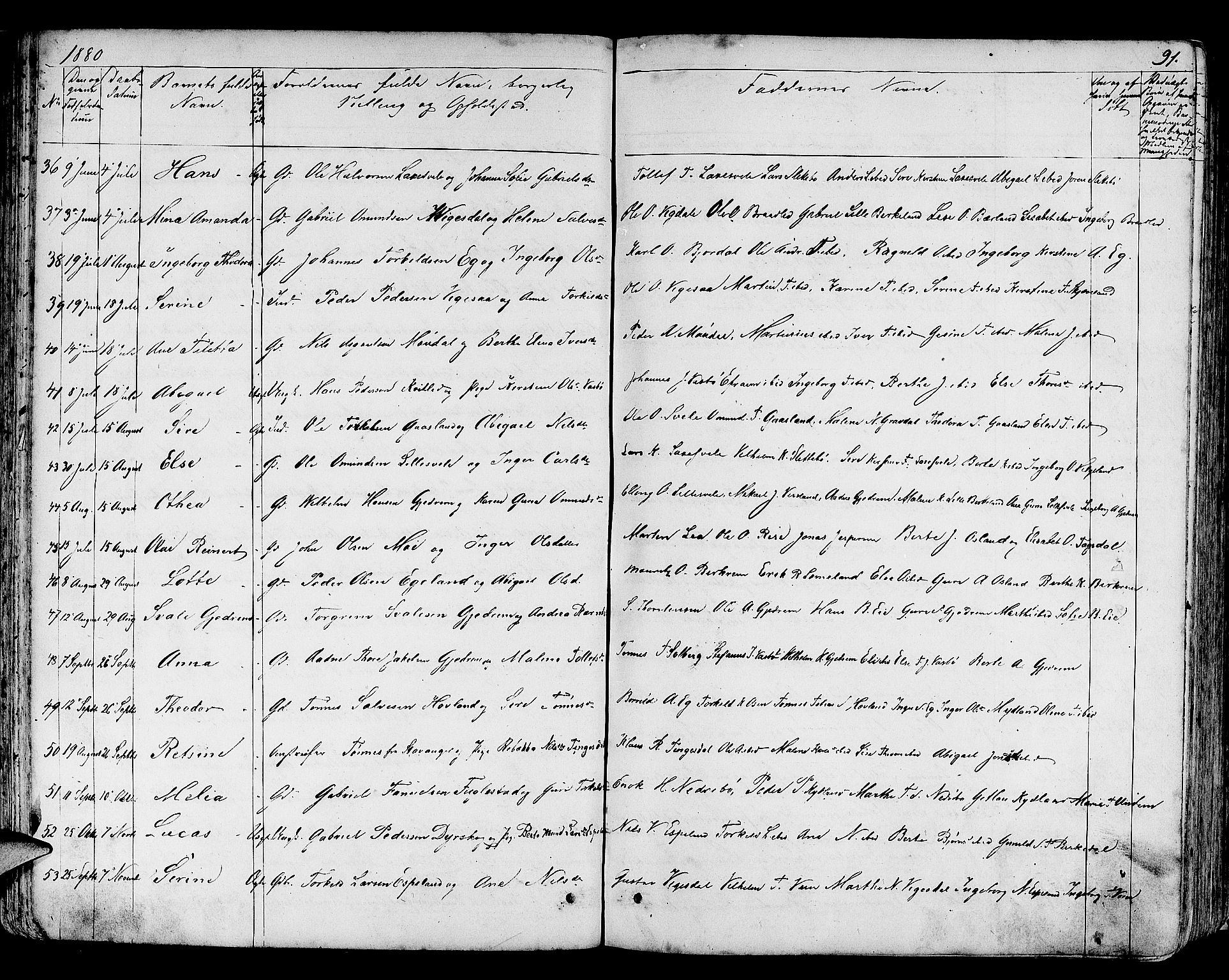 Helleland sokneprestkontor, AV/SAST-A-101810: Klokkerbok nr. B 3, 1847-1886, s. 91