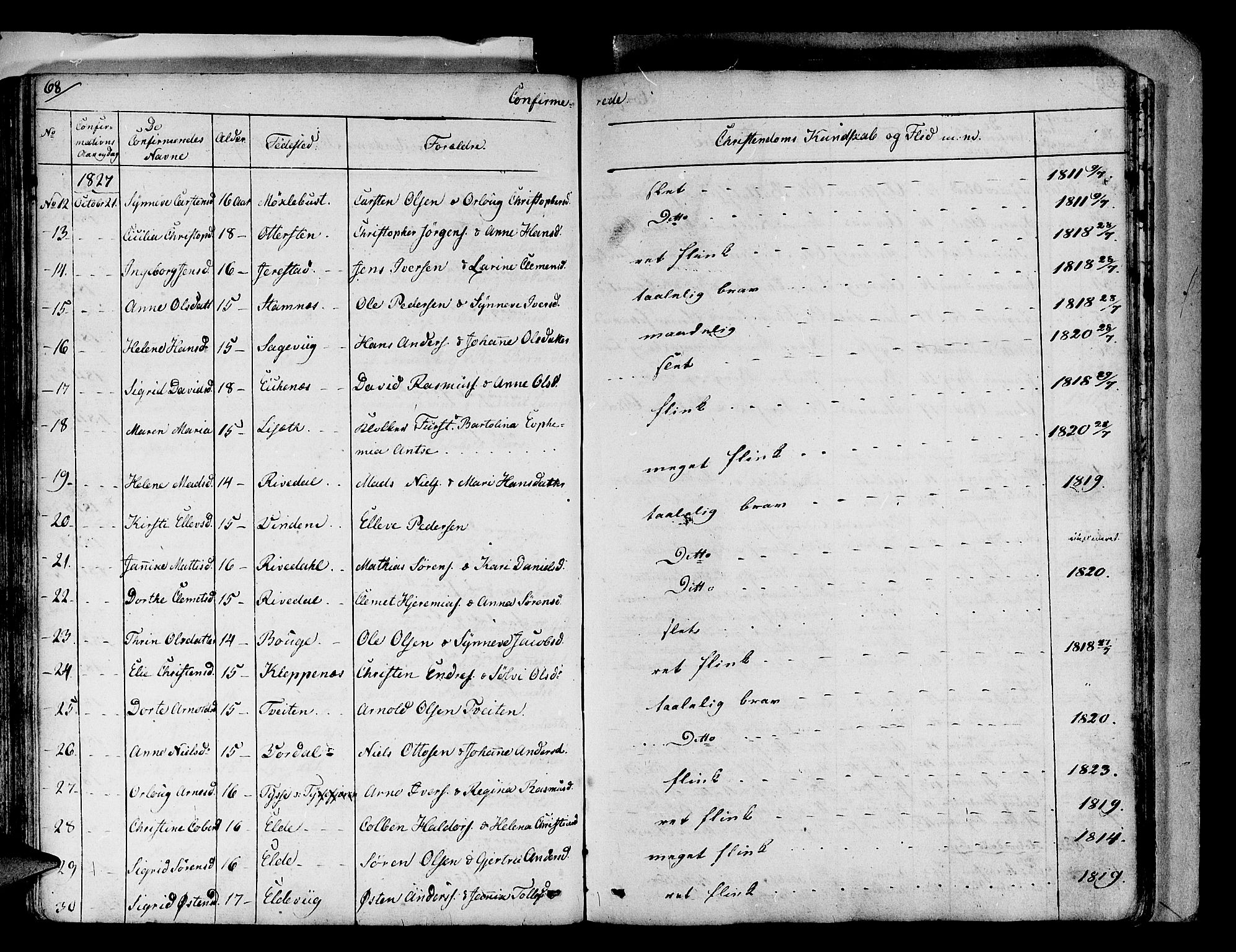 Fjaler sokneprestembete, AV/SAB-A-79801/H/Haa/Haaa/L0005: Ministerialbok nr. A 5, 1821-1835, s. 68