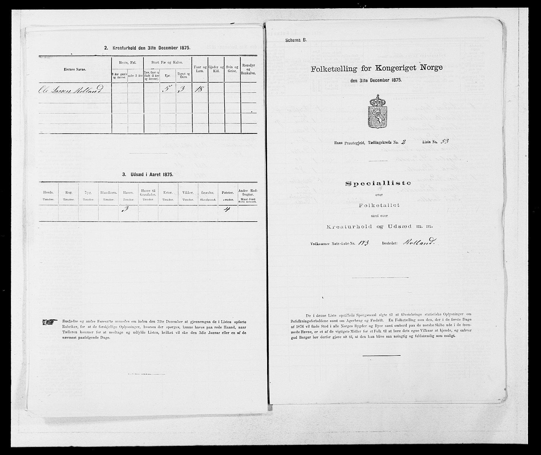 SAB, Folketelling 1875 for 1250P Haus prestegjeld, 1875, s. 206